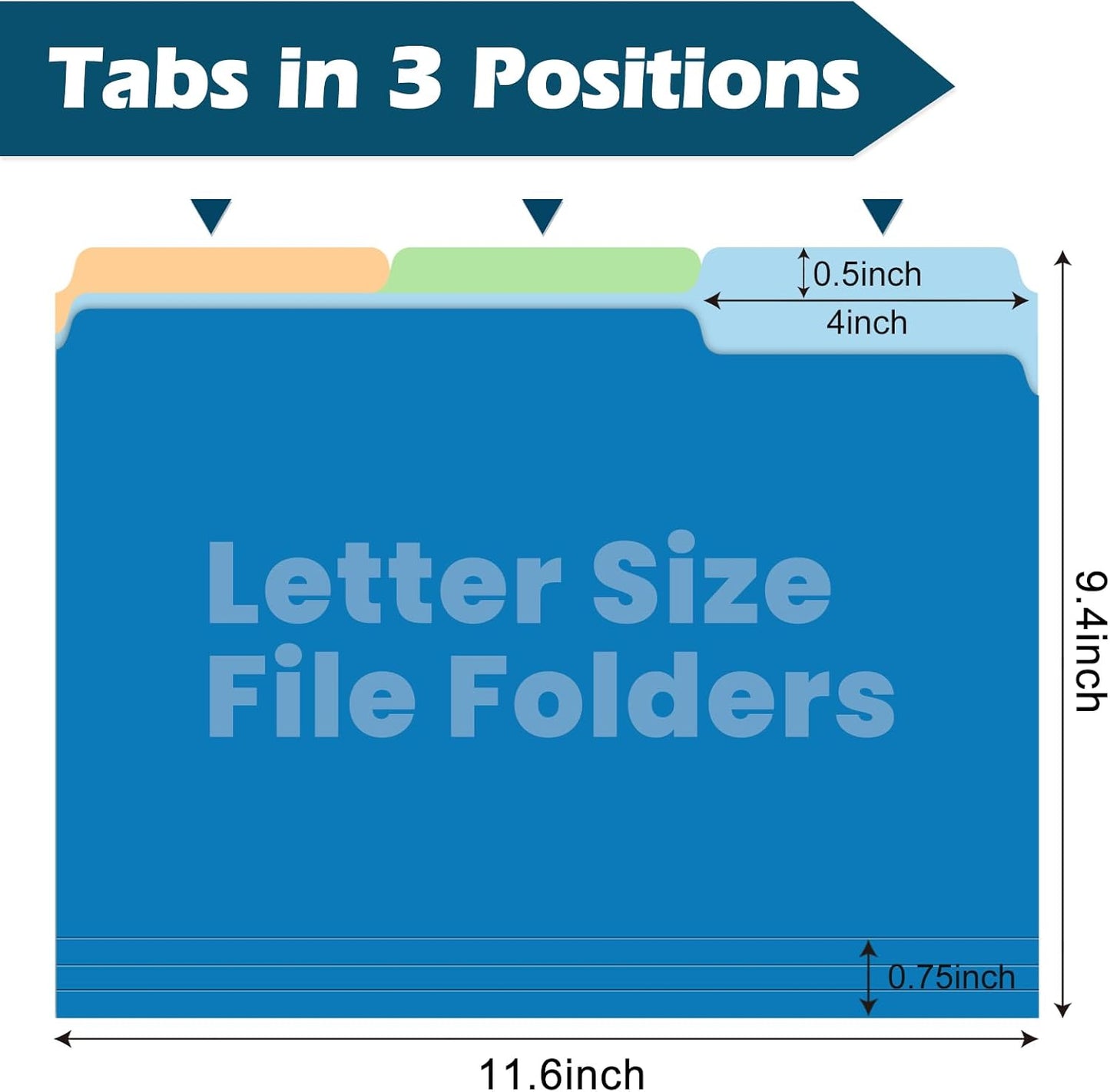 36 Pack Two-Tone Color File Folders, Bulk1/3-Cut Tabs Letter Size Files Folders with 6 Assorted Colors, Ideal School Office Supplies