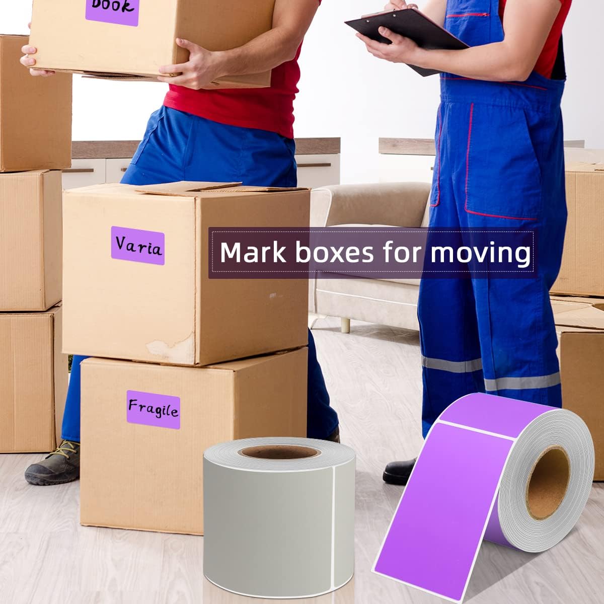 PARLAIM 3 X 5 Inch Rectangle Adhesive Color Coding Stickers,Square Purple Inventory Stickers -250 Per Dispenser Box（Purple）