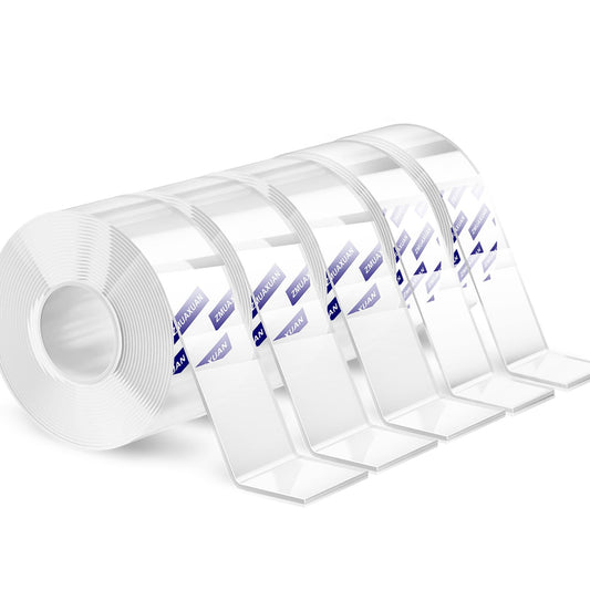 Nano Tape Adhesive Reusable,Double Sided Mounting Tape Heavy Duty Removable,Picture Hanging Strips Poster Putty,Clear Thick Gel Sticky Tack Wall Glue for Hangers,Photo(9.85 FT-5 Pack)