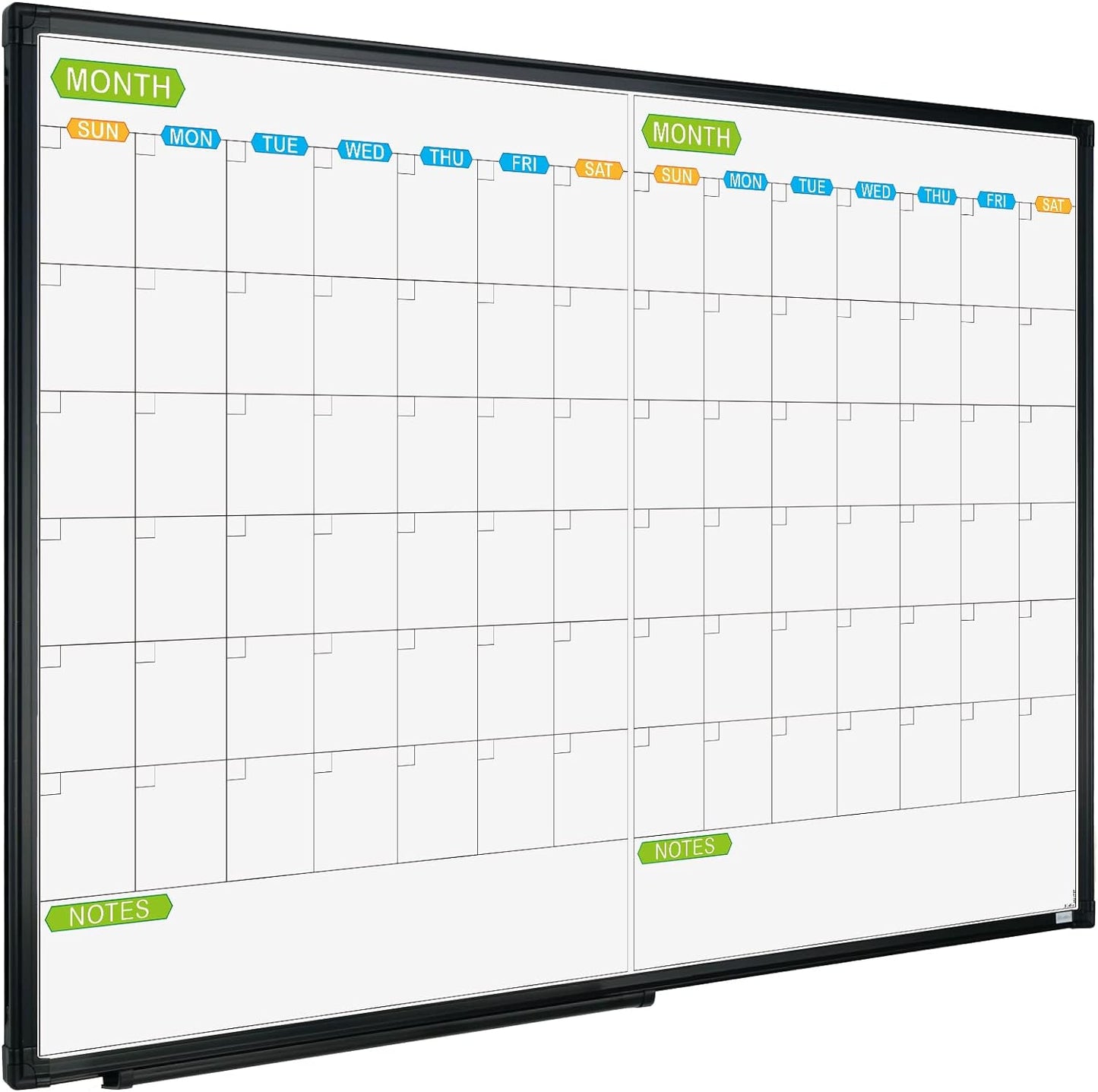 JILoffice Magnetic Dry Erase Calendar Whiteboard, 2 Month White Board Planner 36 X 24 Inch, Black Aluminum Frame Wall Mounted Board for Office Home and School