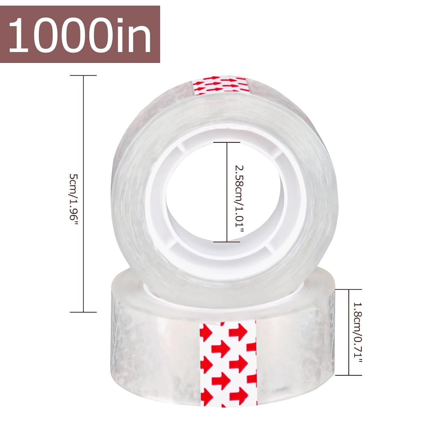 12 Rolls Transparent Tape - Perfect for Wrapping Gifts, Office Supplies, Home Use - Each Roll 0.71 Inch x 1000 inches (6PCS Transparent+6PCS White)