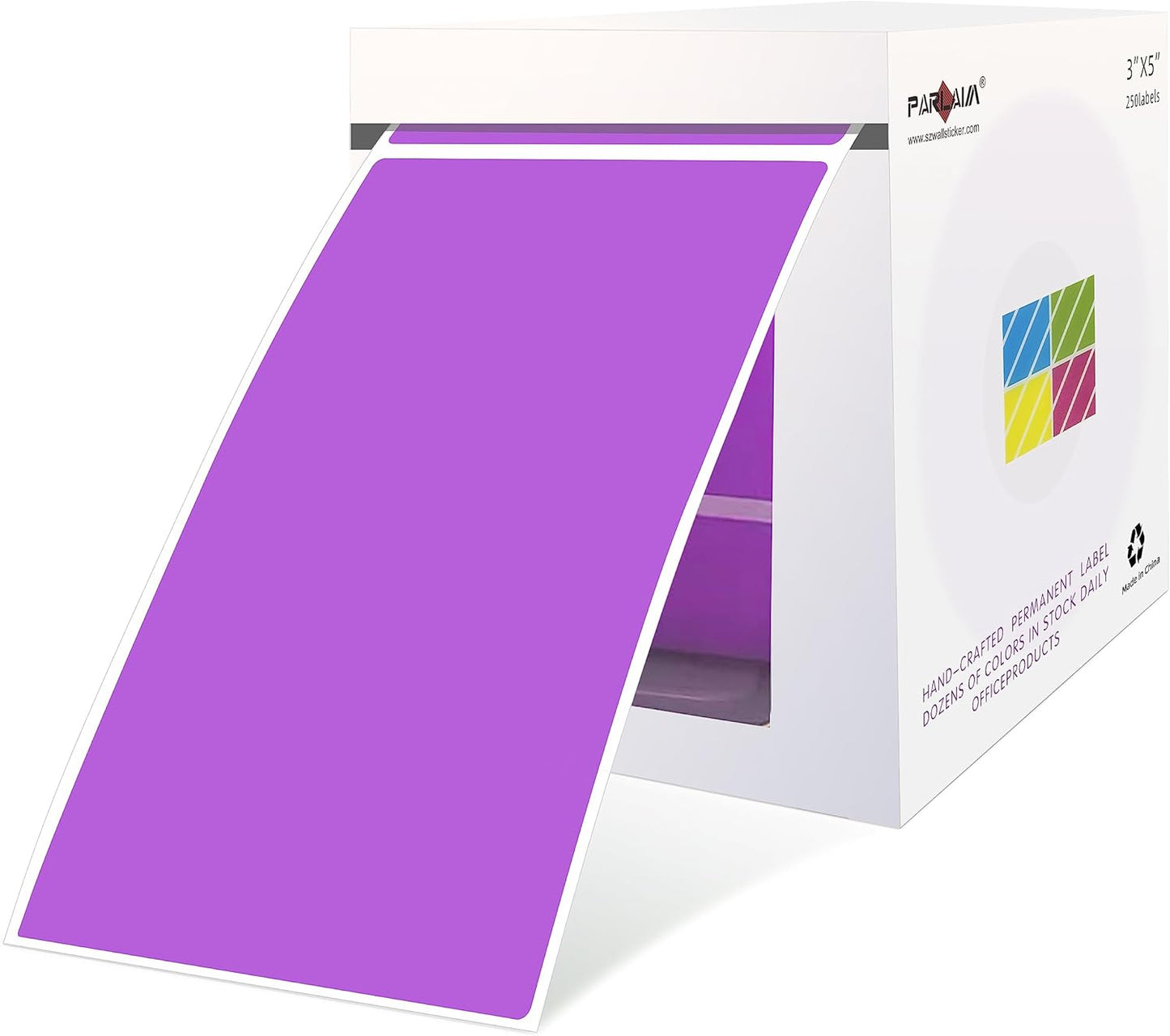 PARLAIM 5 X 3 inch Rectangle Inventory Labels Color Coding Stickers, 250PCS Permanent Stickers for Warehouse Moving Box Square Label (Purple)