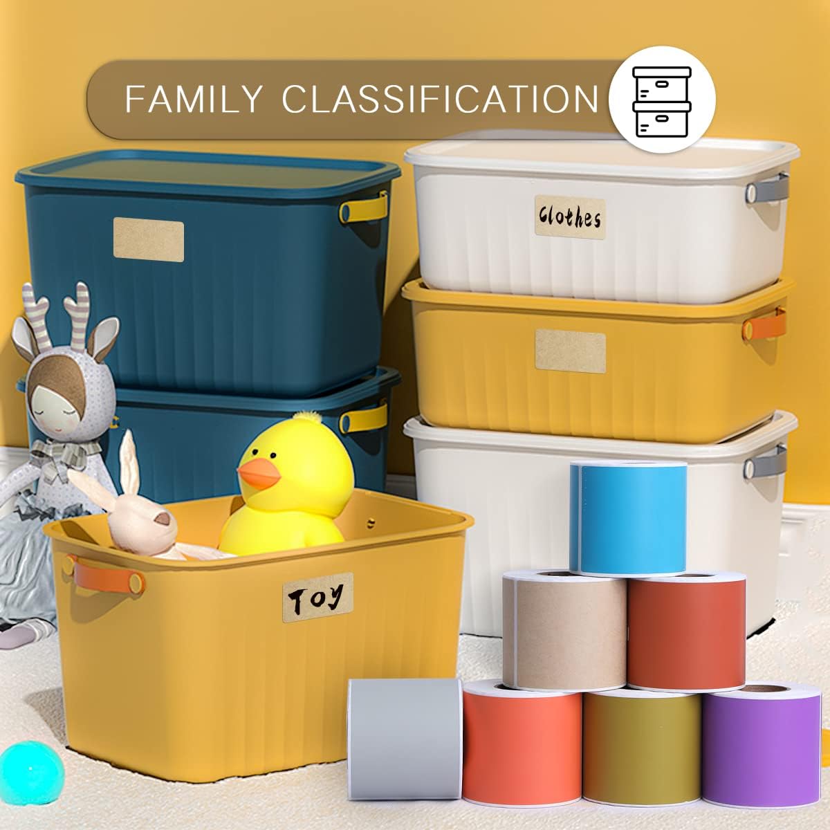 PARLAIM 5 X 3 inch Natural Brown Kraft Paper Inventory Labels Rectangle Color Coding Stickers, 250PCS Permanent Warehouse Moving Box Square Label