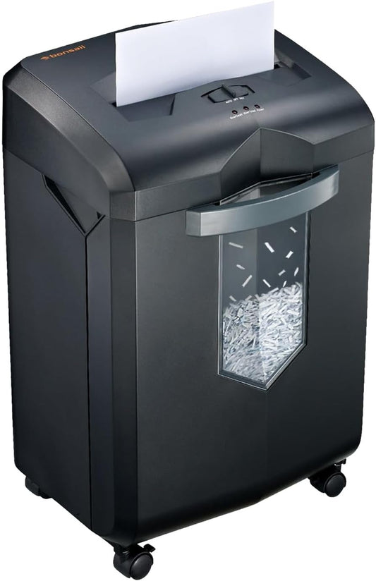 Bonsaii Heavy Duty Paper Shredder, 16 - Sheet, Micro - Cut Office Shredder, 60 - Minute Continuous Running time, Commercial Grade, 6 - Gallon Pull - Out Basket, High - Security P - 4 Level Protection