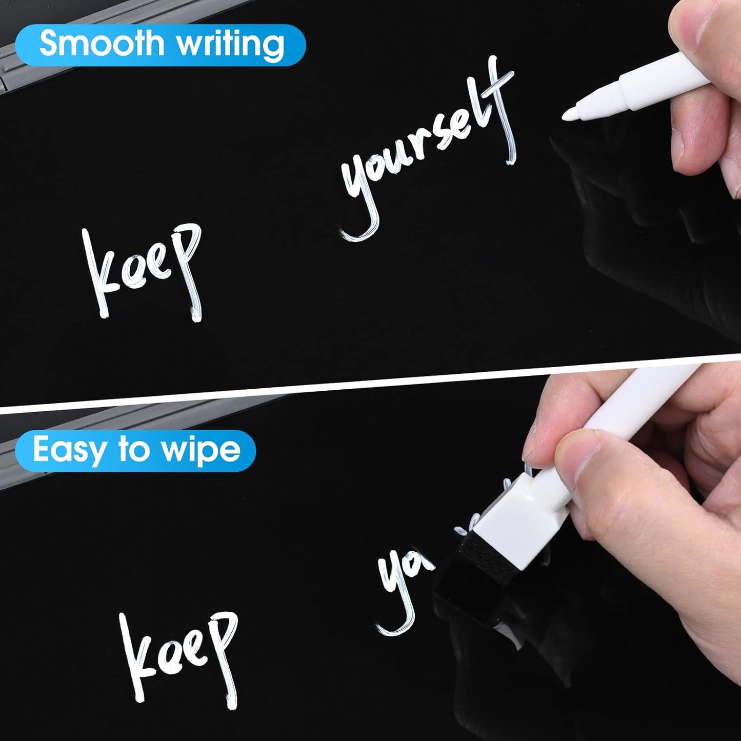 Varhomax Glass Desk Whiteboard with Wireless Charger, Desktop Organizer Dry Erase White Board with Storage, to Do List Memo Notepad for Home Office and School Supplies (Gray & Black)