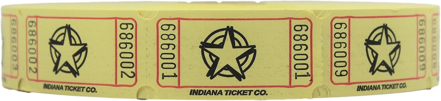 INDIANA TICKET CO. 2,000 Yellow Star Tickets, Single Roll – 4 Color Selection – Classroom Rewards, Events, Fundraisers, Door Entry, Raffles, Prizes, Drink/Food Tickets, Party Supplies & More