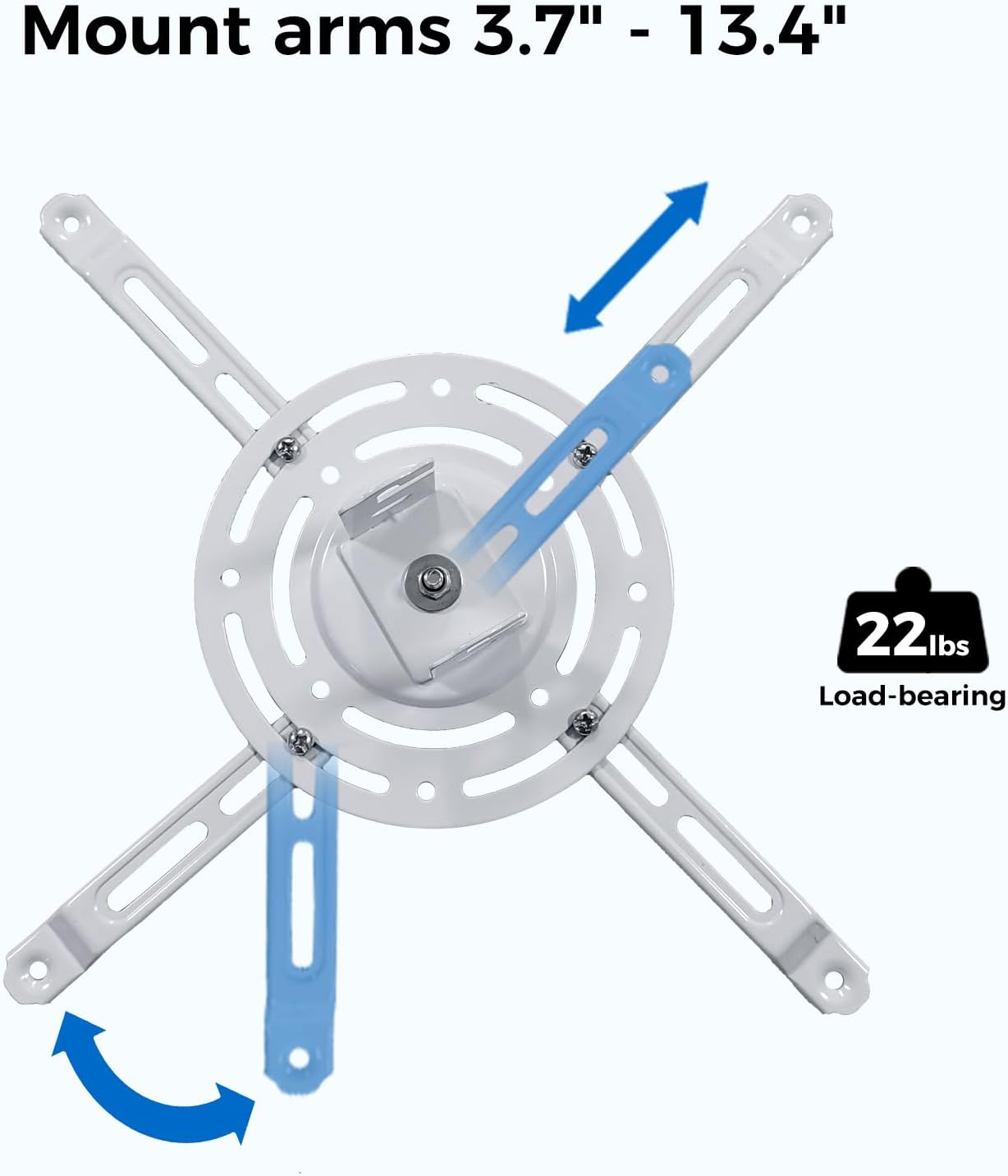 Low Profile Projector Ceiling Mount Universal, 22 lbs Max Weight, 360° Rotation 30° Tilt | Universal Projector Bracket 3.3" High, Suspended Drop Ceiling Mount Kit for Home & Office Projectors(White)