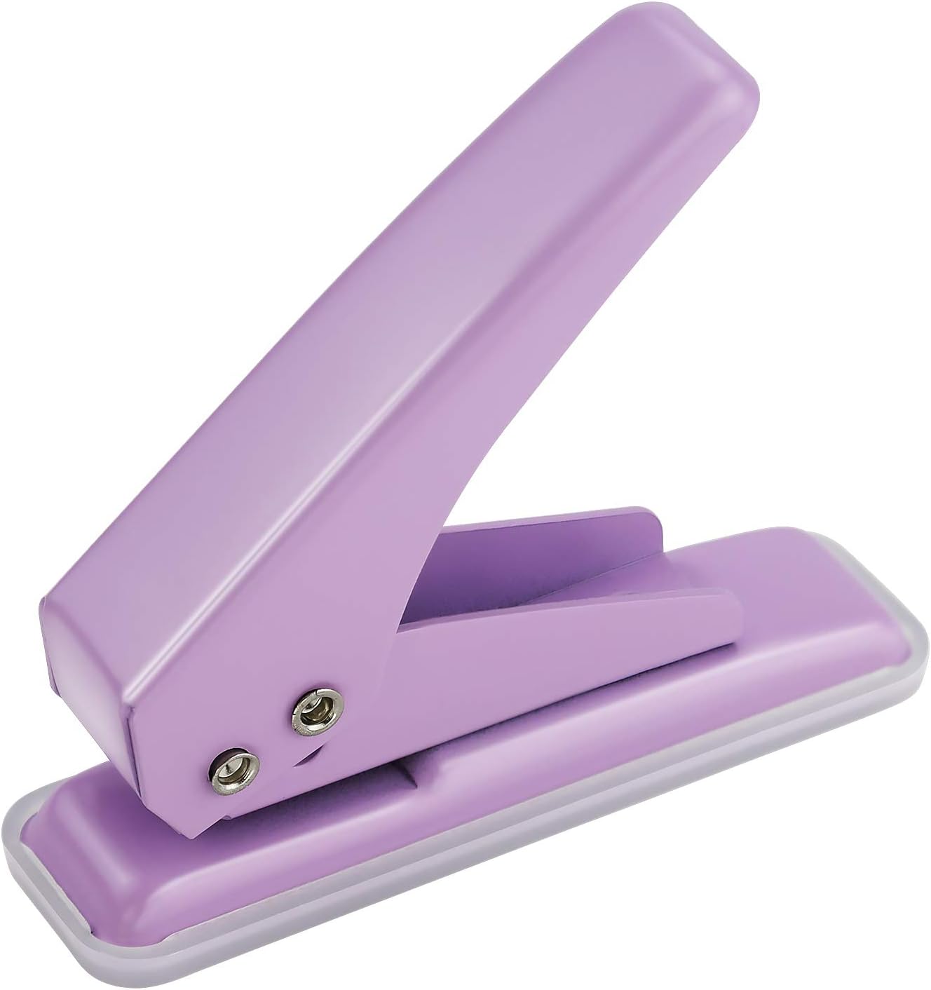 Single Hole Puncher Handheld 1/4 Inches Hole Punch, 20 Sheet Paper Punch Capacity Metal Hole Puncher with Skid-Resistant Base for Paper, Chipboard, Art Project, Purple