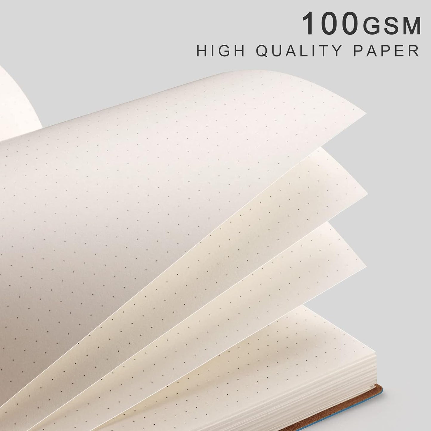 EMSHOI Dotted Journal Bullet Notebook,192 Numbered Pages B5 Large Dot Grid Composition Notebook with 100gsm Thick Dotted Paper, Softcover Leather, Inner Pocket, 7.48"x10.15"-Khaki