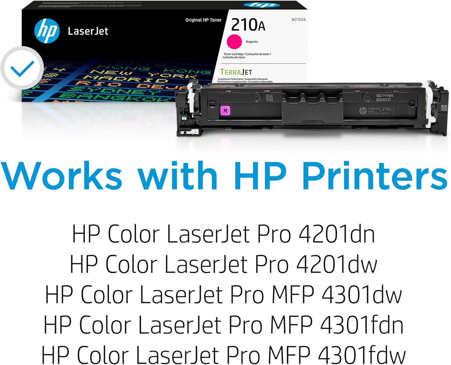 HP 210A Magenta Toner Cartridge | Works Color Laserjet Pro 4201, Color Laserjet Pro MFP 4301 Series | W2103A