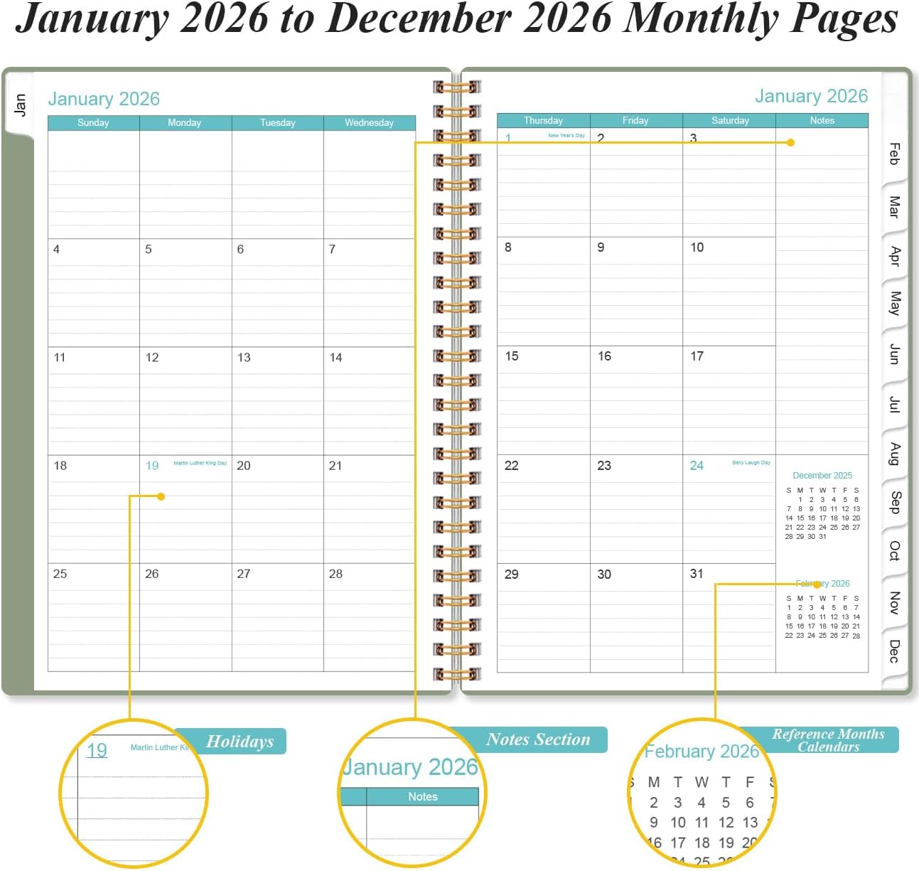 2026 Appointment Book & Planner - Hourly Planner from January 2026 - December 2026, Weekly Appointment Book 2026 with 30-Minute Interval, 6.4" x 8.5", Green