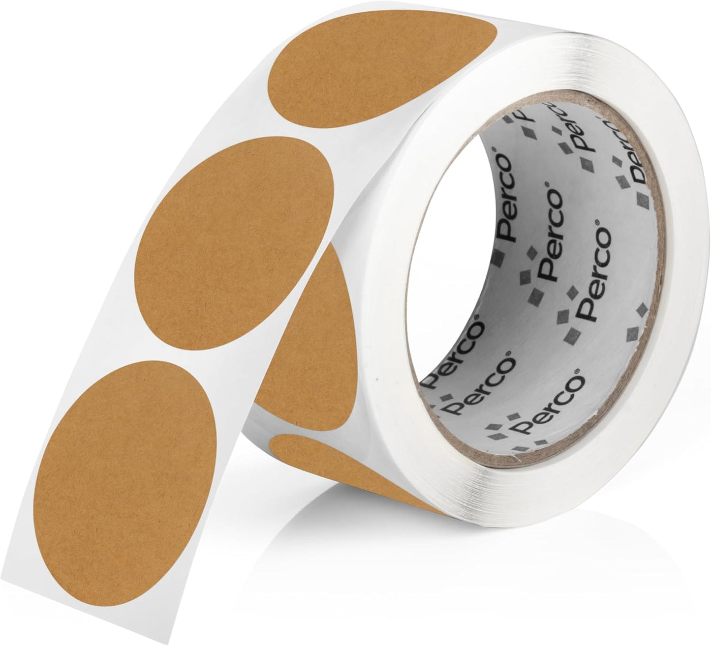 Perco Kraft Brown 2-Inch Round Circle Dot Sticker Labels with Strong and Permanent Adhesive - 500 Labels per Roll - Natural, Cardboard-Like Surface - Made in USA
