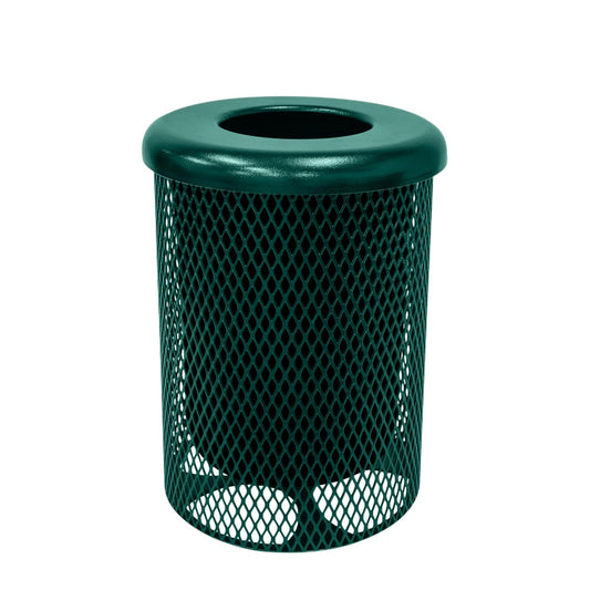 RFT-TXTGRN Heavy Duty Round Trash Receptacle with Flat Top, Liner Included, 32 Gallon, Textured Green, Made in America