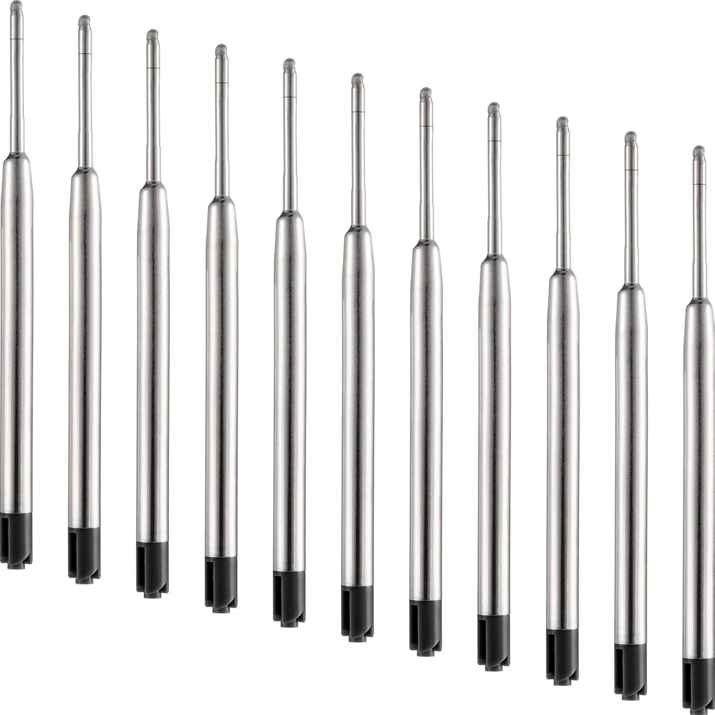 DunBong Pen Refills, Black Ink Refill Pack of 5, Replaceable Ballpoint Pen Refills, Medium Point Metal Refill (Black)