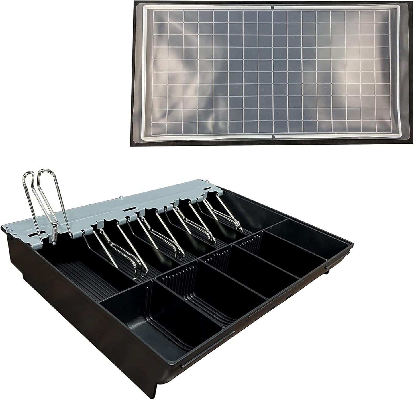 HK SYSTEMS SAM4S Cash Drawer Insert Money Tray Metal Wire Gripper 57 with 160key Wet Cover, 5 Bills and 5 Coins (Bundle)