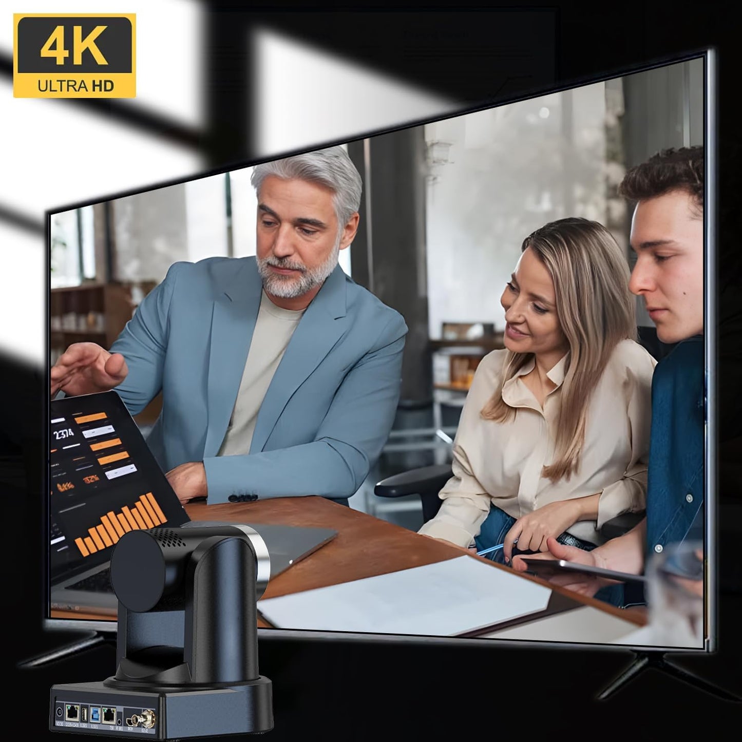 4K PTZ Camera with 20X Optical Zoom & AI Auto Tracking, HDMI/SDI/USB3.0/RJ45 Multi-Interface for Live Streaming, Video Conference & Church Events, vMix/Zoom/OBS Compatible