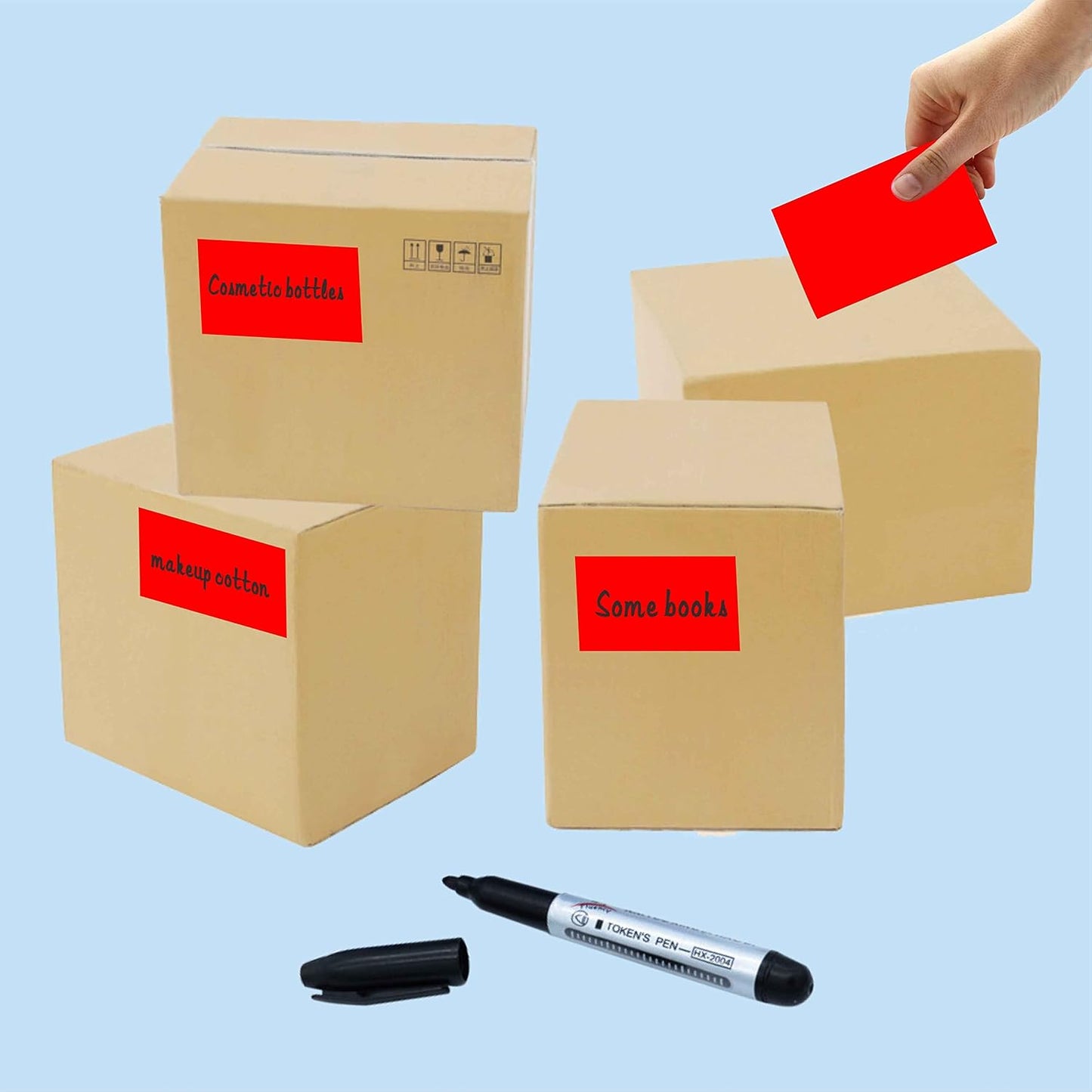 PARLAIM 3" x 5" Rectangle Sticker Labels Adhesive Color Code Stickers, 250PCS Inventory Label Tags for Business, School, Fluorescent Red