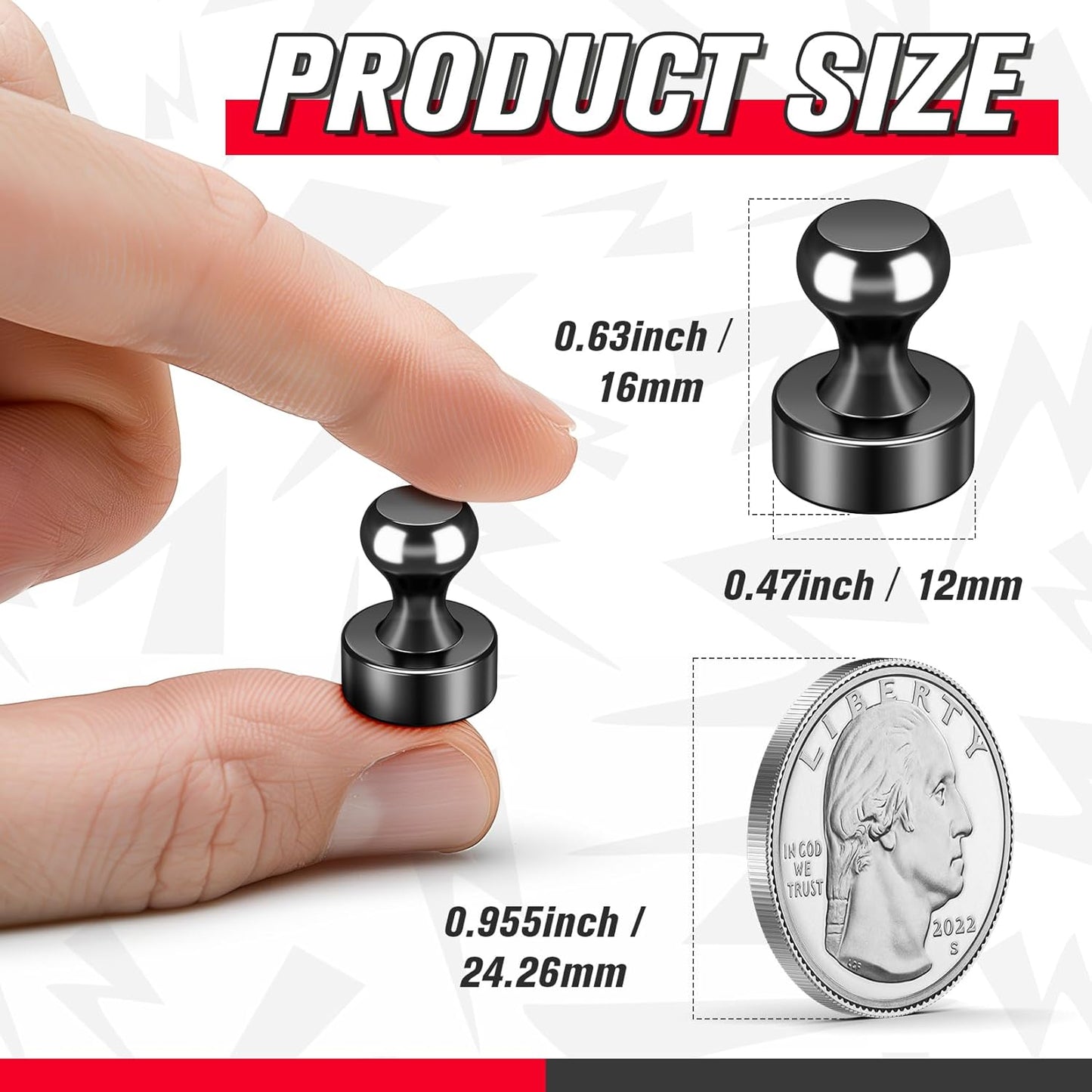 FINDMAG 200Pcs Black Fridge Magnets, Strong Magnets for Whiteboard, Refrigerator, Map, Kitchen Accessories, Magnetic Push Pins