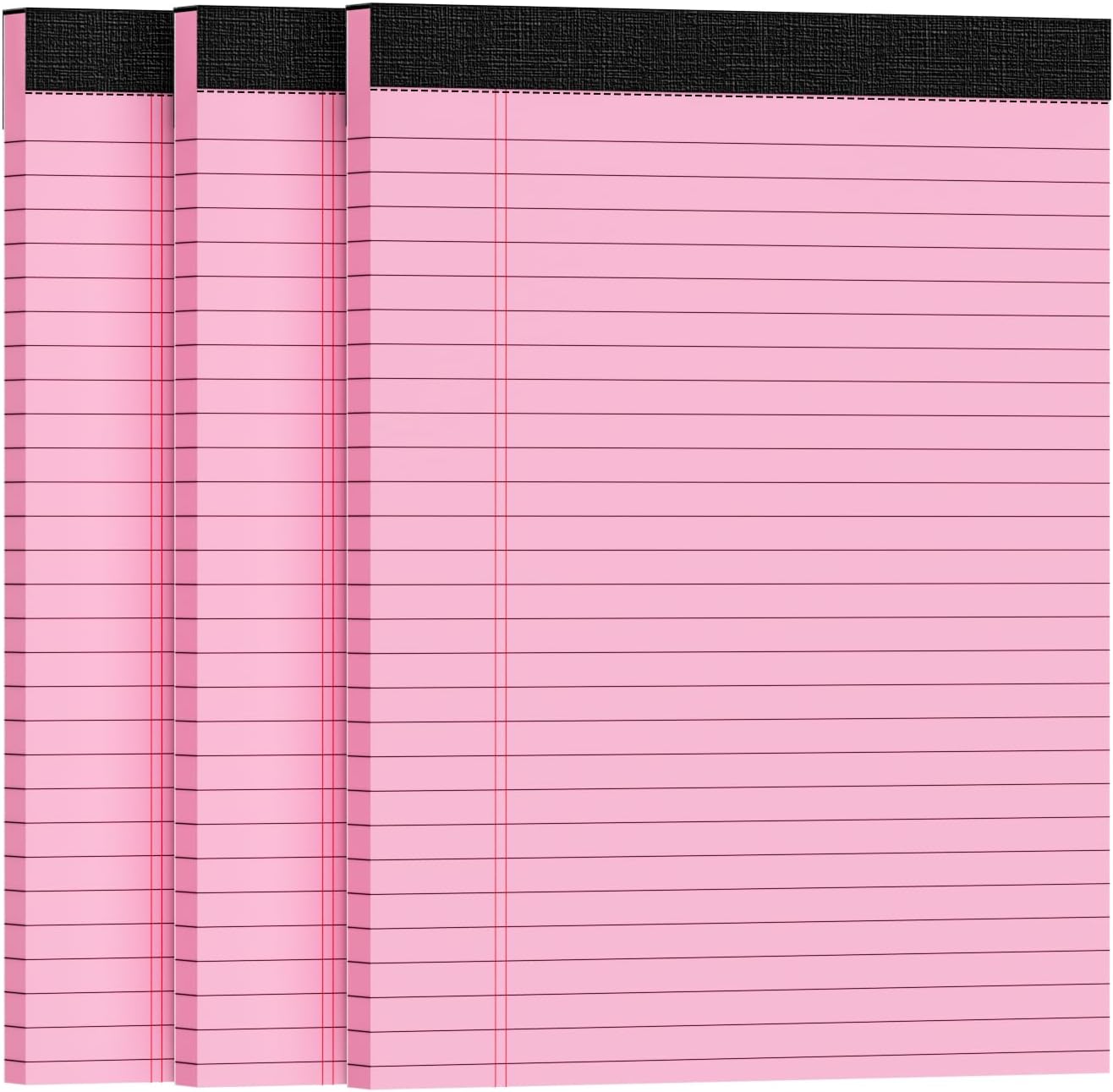 3pcs Legal Pads 8.5 x 11, Notepads 8.5 x 11 Inch, Pink Note Pads Clear Print Writing Pads of Paper, Memo Pads , Perforate Legal Notepads Paper , Wide Ruled Lined with Sturdy Back,30 Sheets/Pack