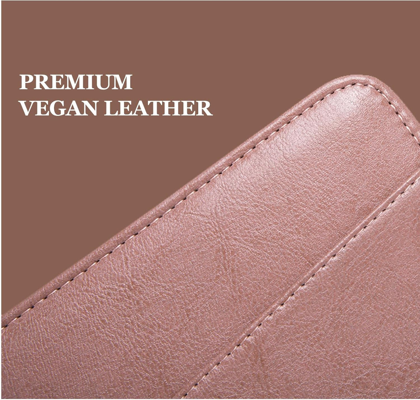 Vegan Leather Portfolio with Front Pocket for Women, 8.5 x 11 Legal Pad Notepad Holder, Zippered Business Organizer, Professional Executive Letter Notebook Folder for Work, Pink