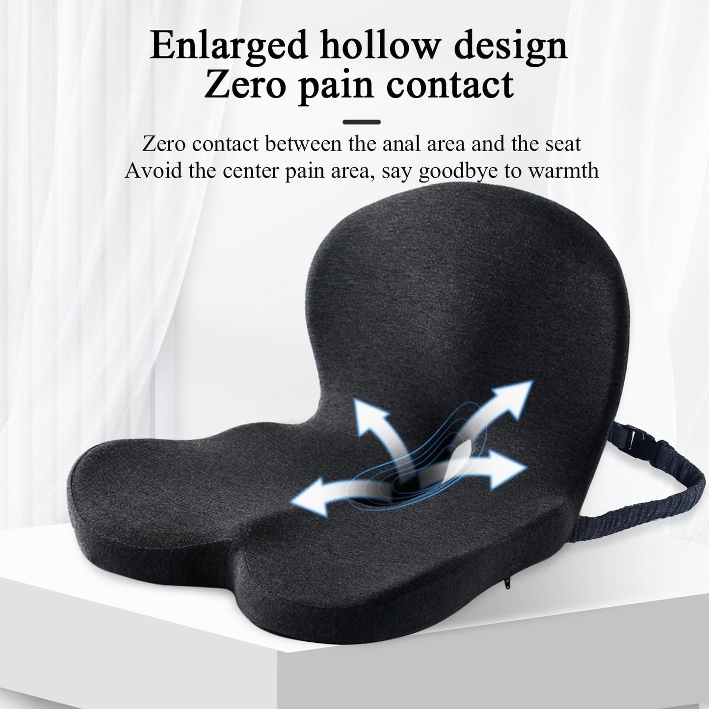 Seat Cushion for Truck Driver, Memory Foam Truck Seat Cushion with Adjustable Strap – Ergonomic Back Support & Sciatica Relief for Long Drives, Semi Truck Accessories, Dark Gray