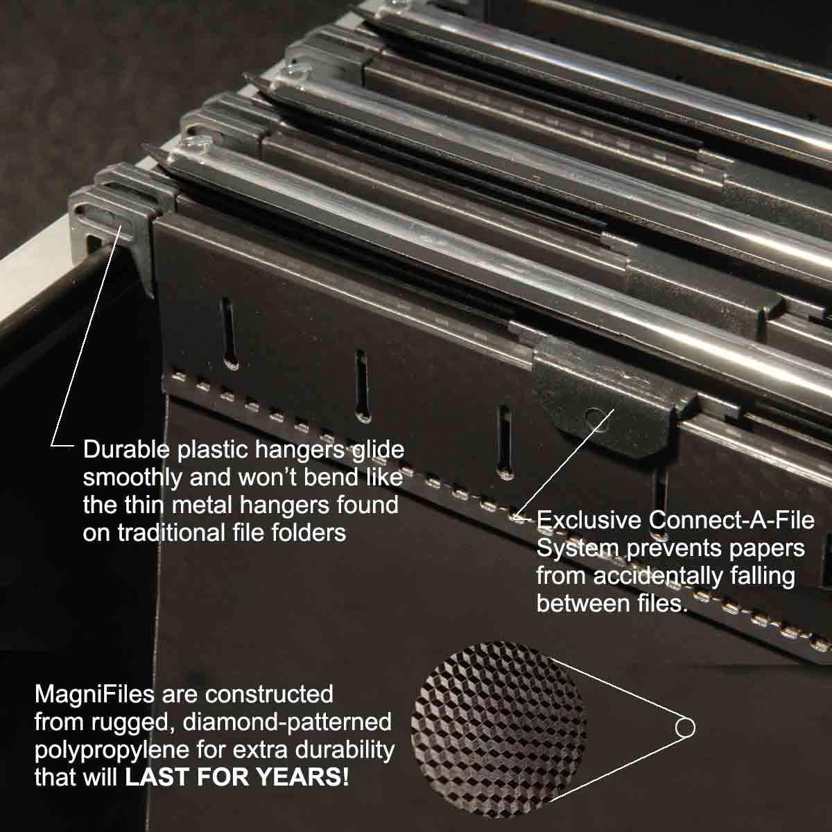 Ultimate Office MagniFile Hanging File Folders (Black, V-Base Letter, Set of 5)