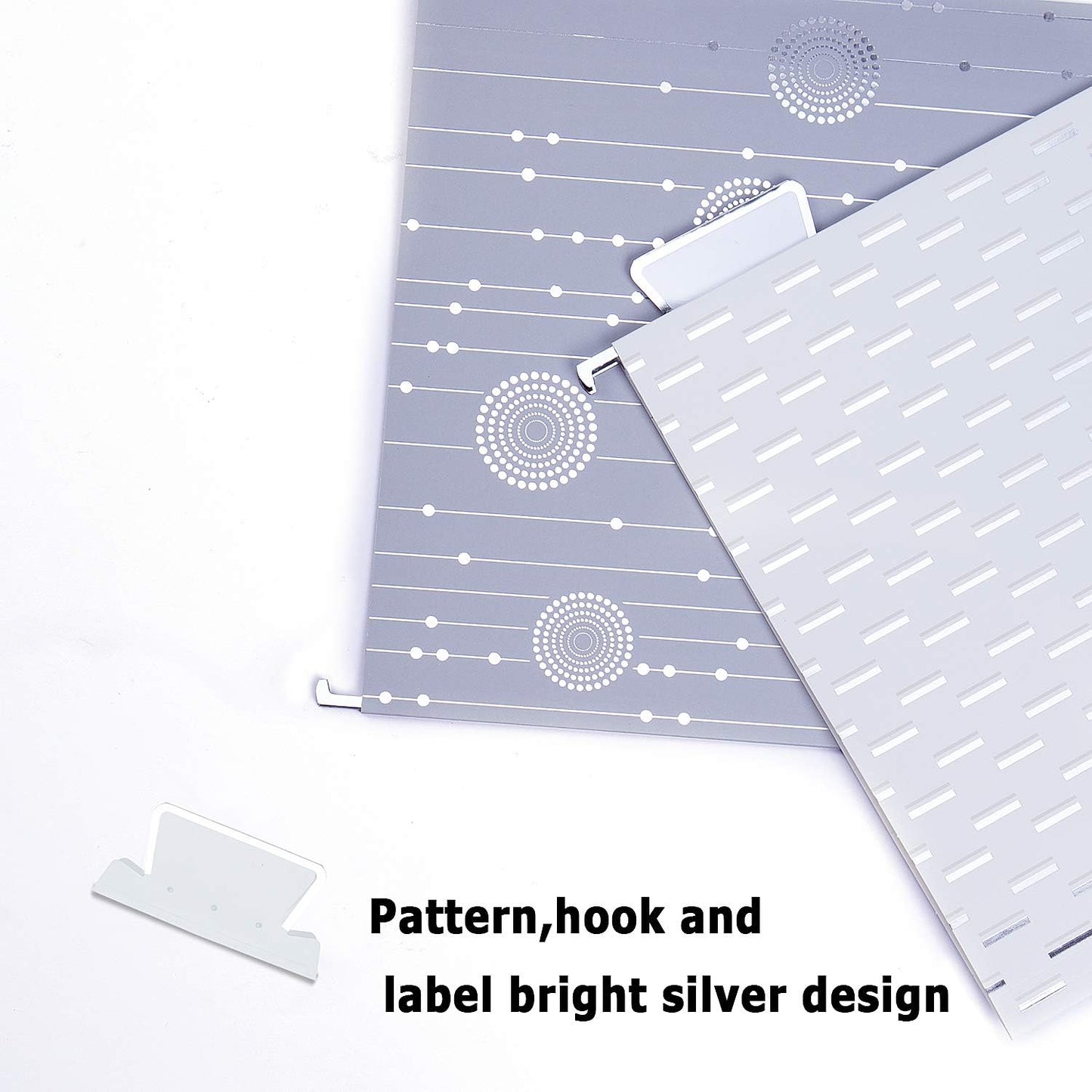 Y YOMA 12 Pack Decorative Hanging File Folders Letter Size File Folder Cute Pretty Hanging Folder Organizer for Filing Cabinet Office Home Desktop with 1/5-Cut Adjustable Tabs, 3 Silver Foil Design