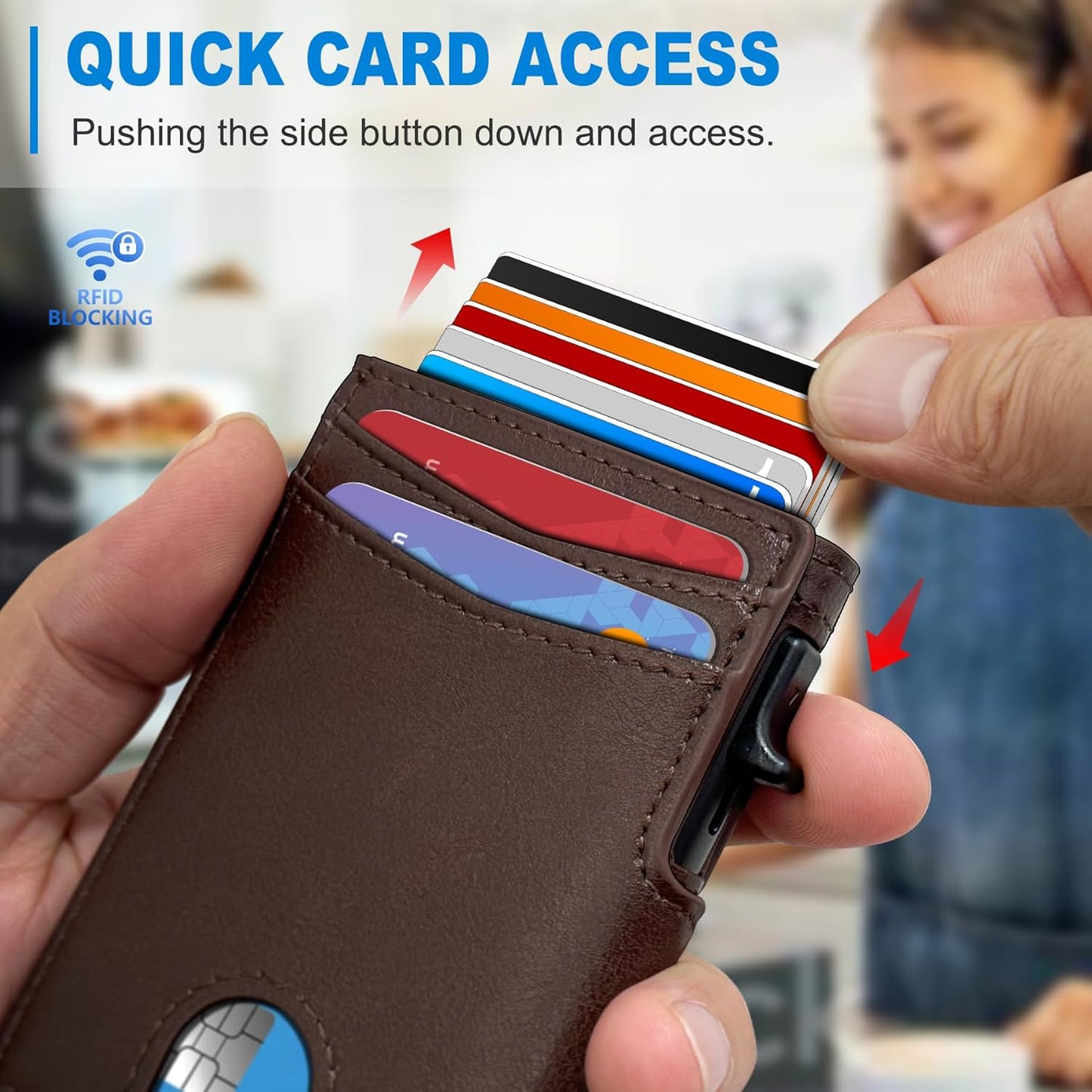 Wallet for Men with Money Clip Coins Pocket ID Window Gift Boxed,Slim Smart Front Pocket RFID Blocking Wallet Pop-up Card Holder in Magnetic Leather Flip 3.9"x 2.7"