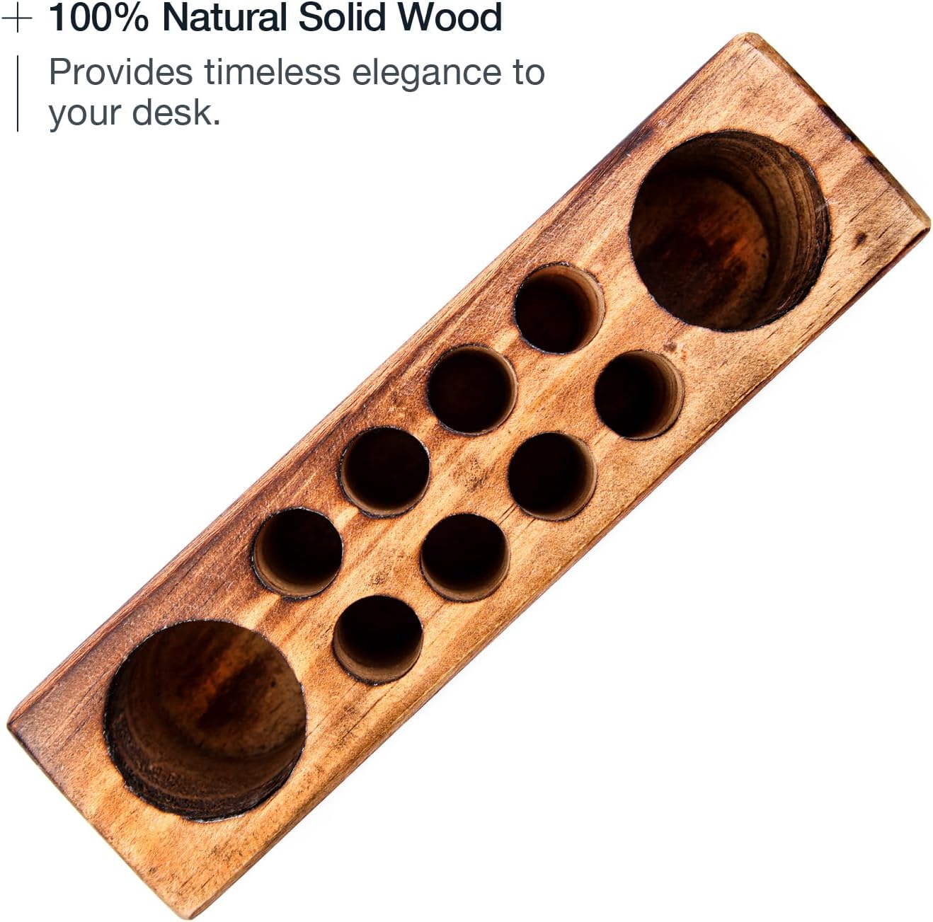 Solid Pine Wood Pen Holder for Desk – Fountain Pen Holder – Stylish Wooden Pencil Holder and Pen Desk Organizer