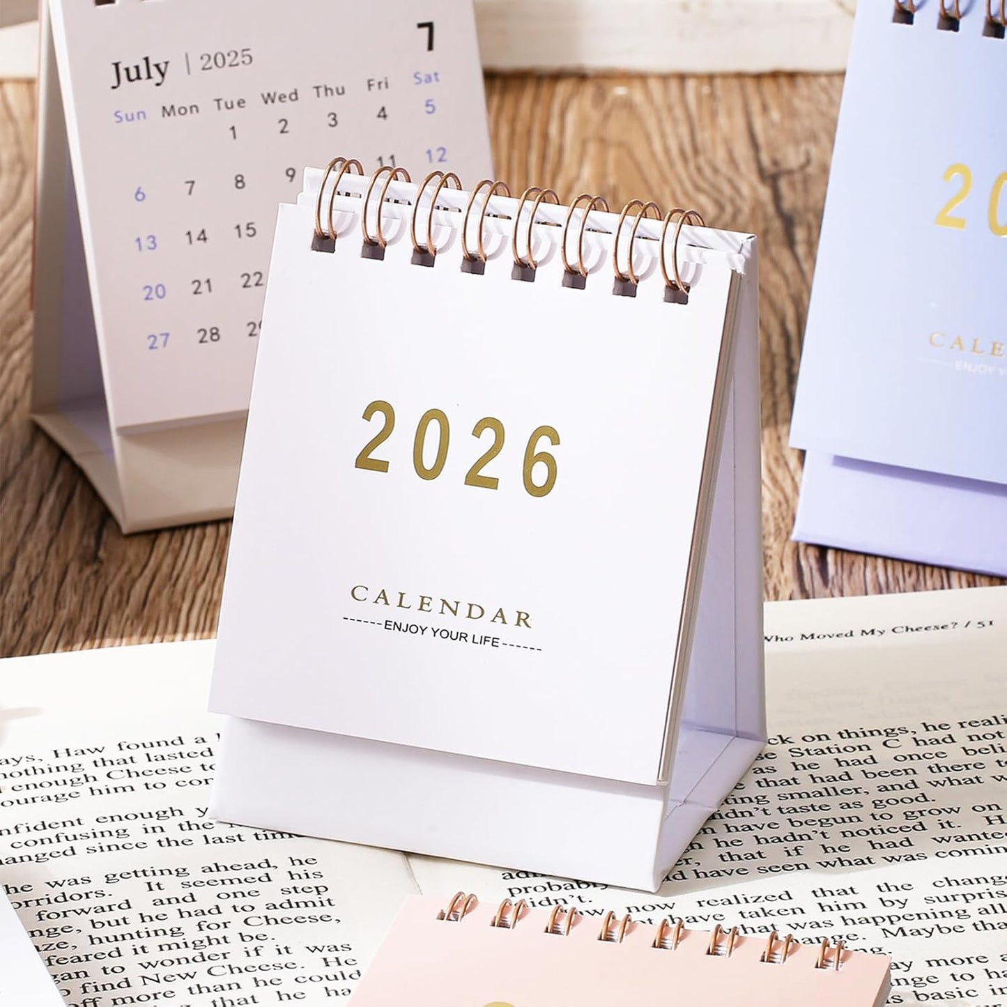 Mini Desk Calendar 2025-2026, Monthy Small Desktop Calendar Runs From July 2025 until Dec 2026, 250 GSM Thick Paper Twin-Wire Binding for Home or Office (White)