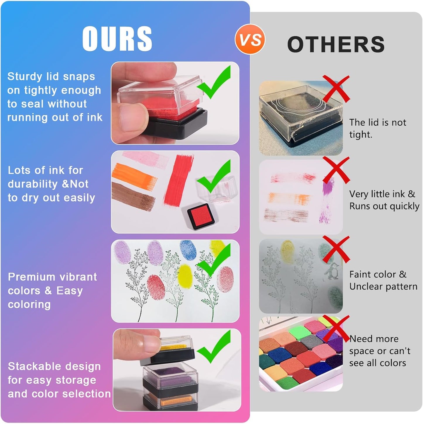 CraftyManor Mini 12 Color Pigment Ink Pads for Stamps, Fingerprint Ink Pad for Kids, Stamp Pad for Scrapbook Paper & Stamps for Classroom & Clothing Stamp & Letter Stamps, Archival