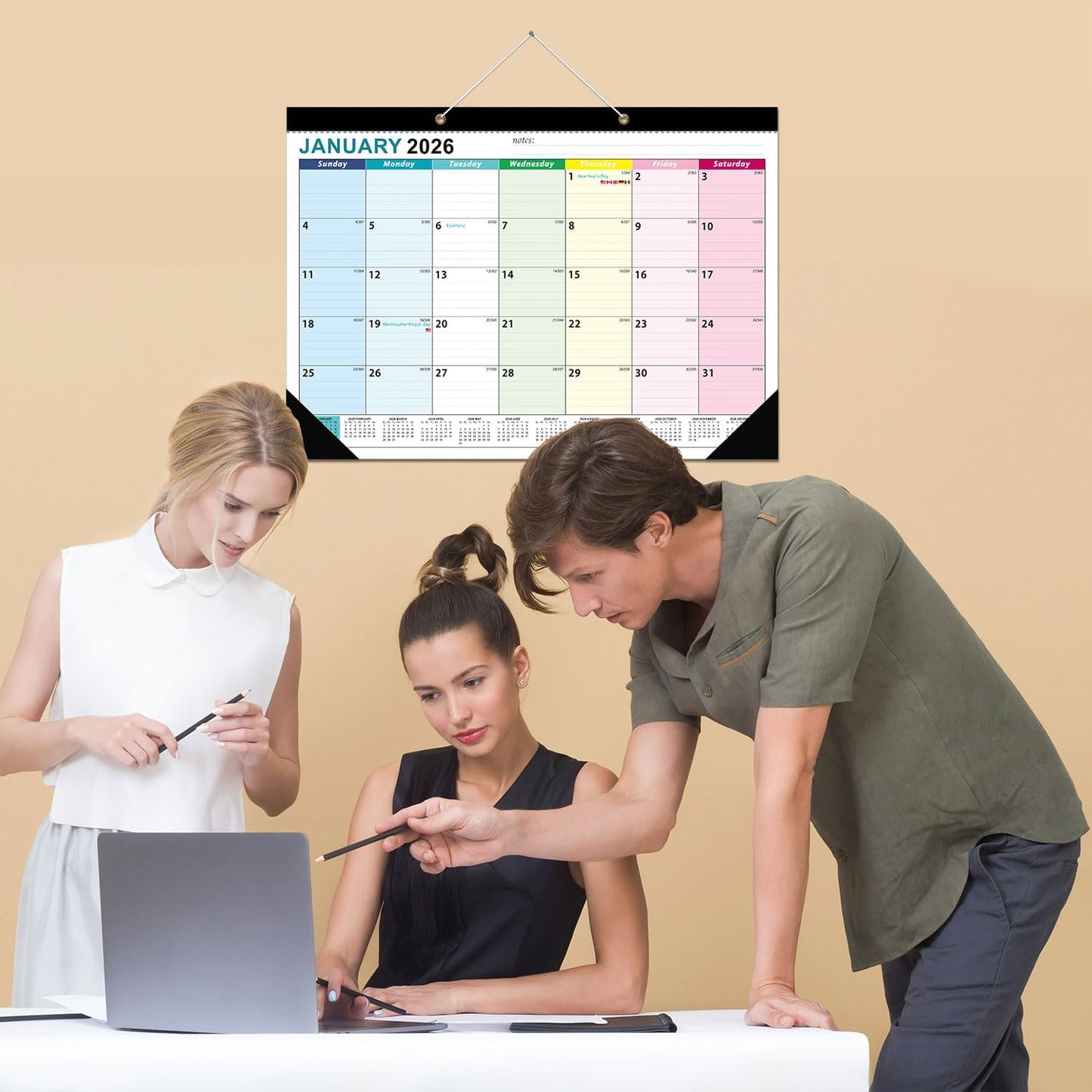 COMIX 18 Month Desk Calendar 2025-2026 (July 2025–Dec 2026) – 17" x 12" Wall calendar with To-Do List & Notes,2026 Calendar Monthly Planner for Home, School, or Office Organization