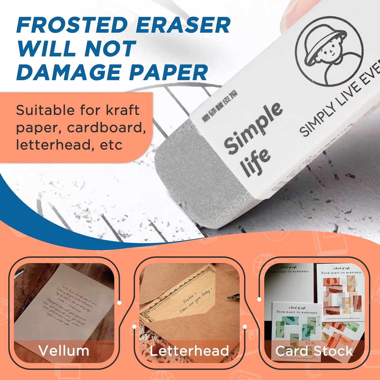 4 - Pack Sand Erasers - Frosted Erasers for Pens, Fountain Pens, and Ink - Special School and Office Supplies for Correction - Colored Pencil and Ink Eraser
