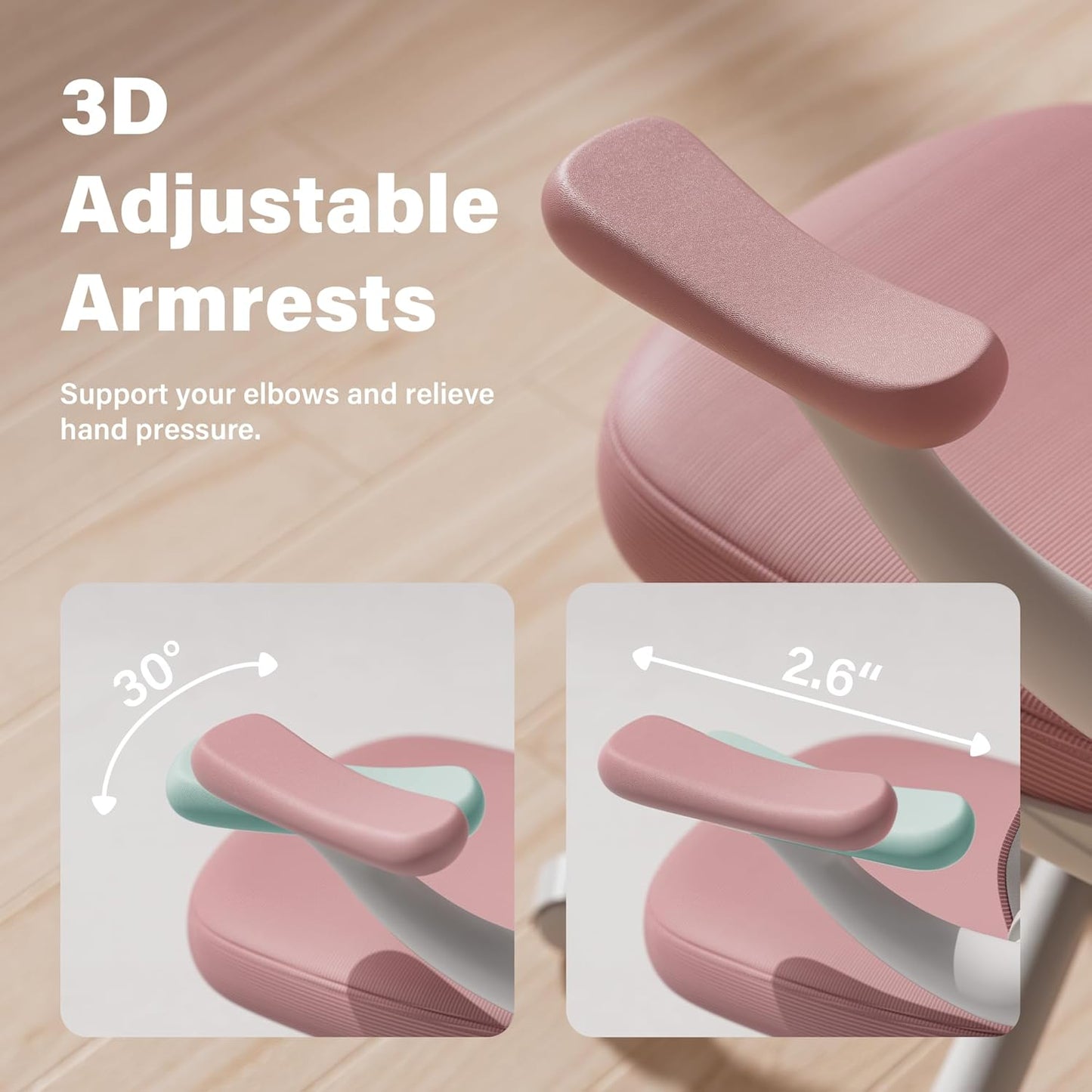 GYI Computer Desk Chair, Ergonomic Office Desk Chairs with Mesh Back, Adjustable Lumbar Support, Height, 3D Flip-up Arms, Wheels, Rocking Function (Pink)