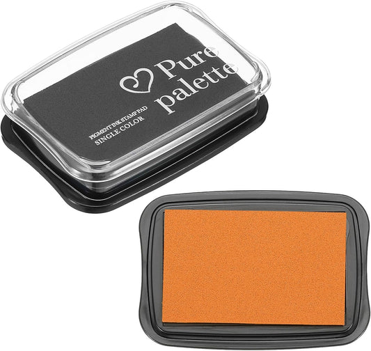 PATIKIL 3"x2" Large Stamp Pad, 2Pcs Washable Craft Ink Pad for Rubber Stamp Card Making Stamping Scrapbook Fingerprint Handprint, Orange/Black