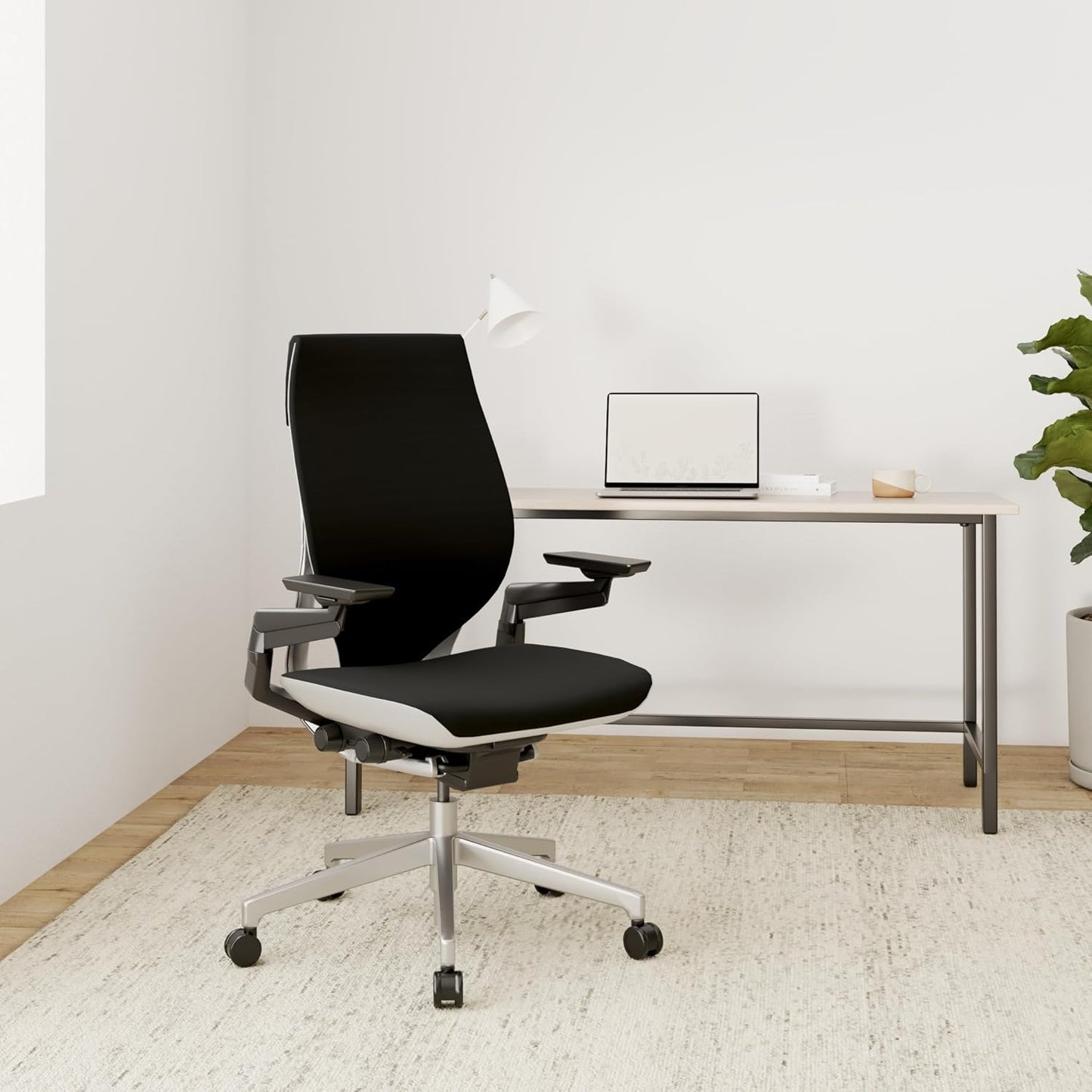 Steelcase Gesture Office Chair - Ergonomic Work Chair with Wheels for Carpet - Comfortable - Intuitive-to-Adjust for Desk - 360-Degree Arms - Licorice Fabric
