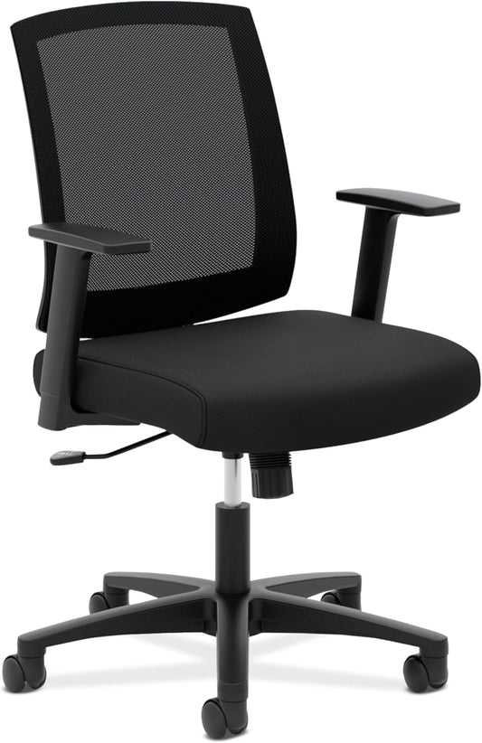 HON Torch Ergonomic Mid-Back Office Chair, Comfortable Fabric Seat Home Office Task Chair, Tilt-Tension Recline Control, 360 Rolling Swivel, Sculpted Fixed Arms
