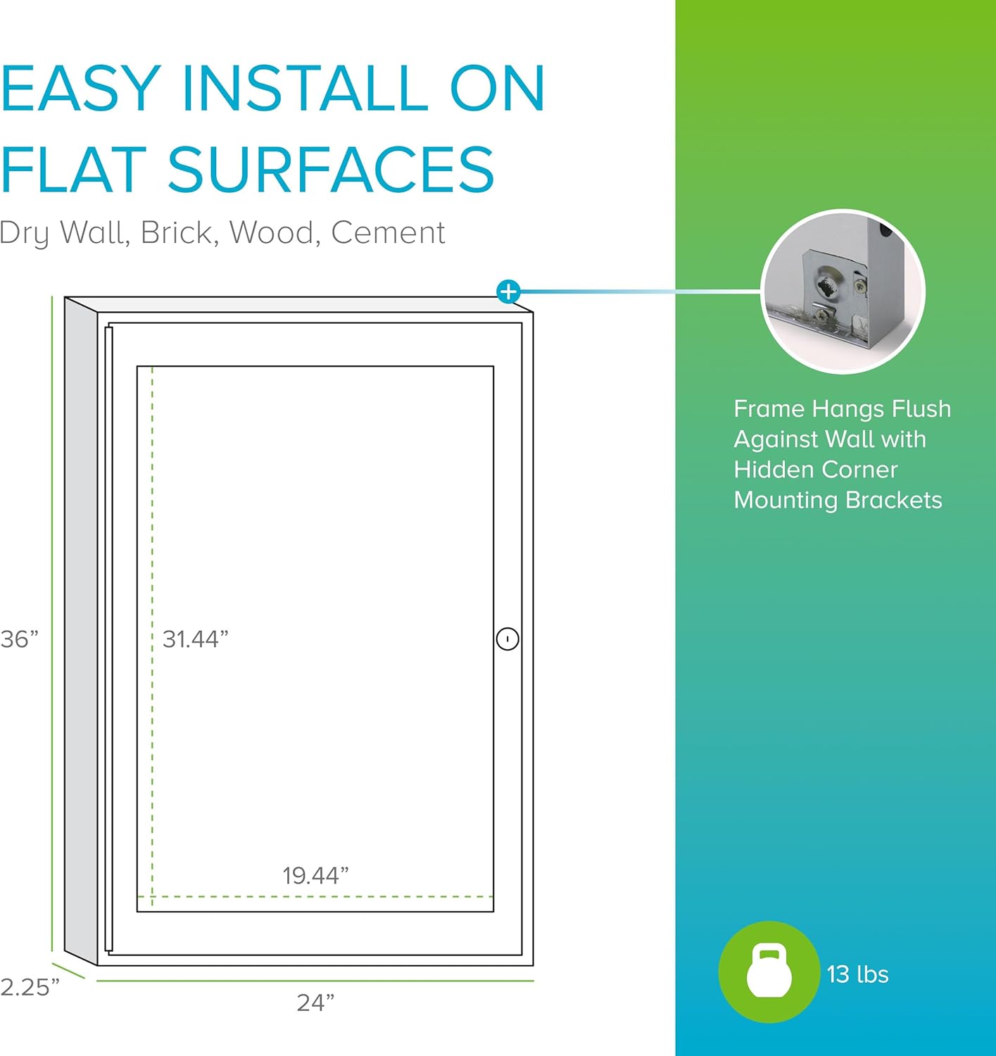 Ghent 36"x24" 1-Door Outdoor Enclosed Vinyl Bulletin Board, Shatter Resistant, with Lock, Satin Aluminum Frame - Silver (PA13624VX-193), Made in The USA