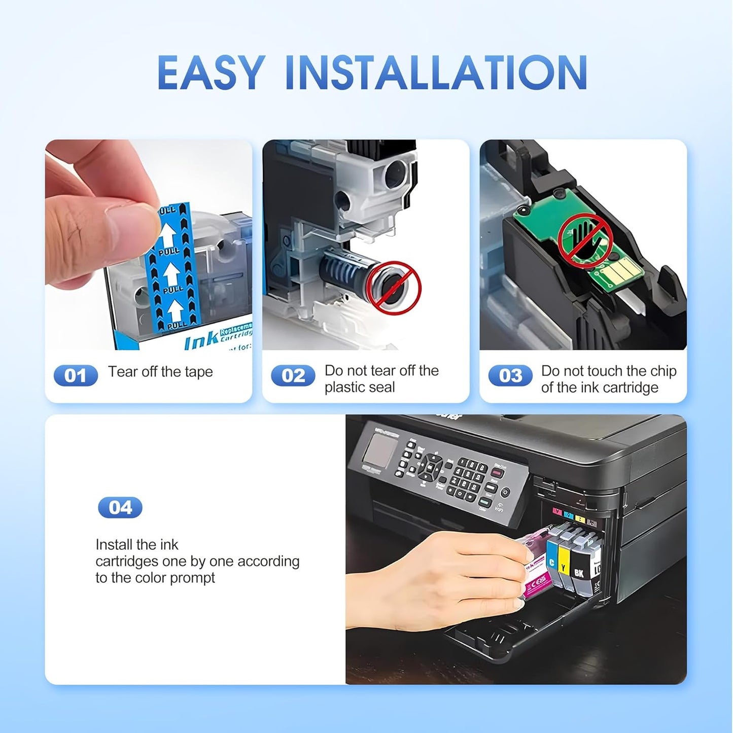 LC401XL Ink Cartridges for Brother LC401XL LC401 Ink High Yield Work for Brother MFC-J1010DW MFC-J1170DW MFC-J1012DW DCP-J1140DW MFC-J1800DW Printer (1 Black 1 Cyan 1 Magenta 1 Yellow, 4 Pack)