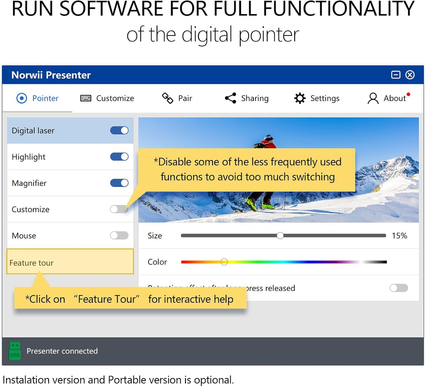 Norwii N97s TV Screen Presentation Clicker for powerpoint presentations, powerpoint clicker, Presentation Remote, Bluetooth Wireless Presenter, Digital Pointer for TV Screen Under Win/Mac