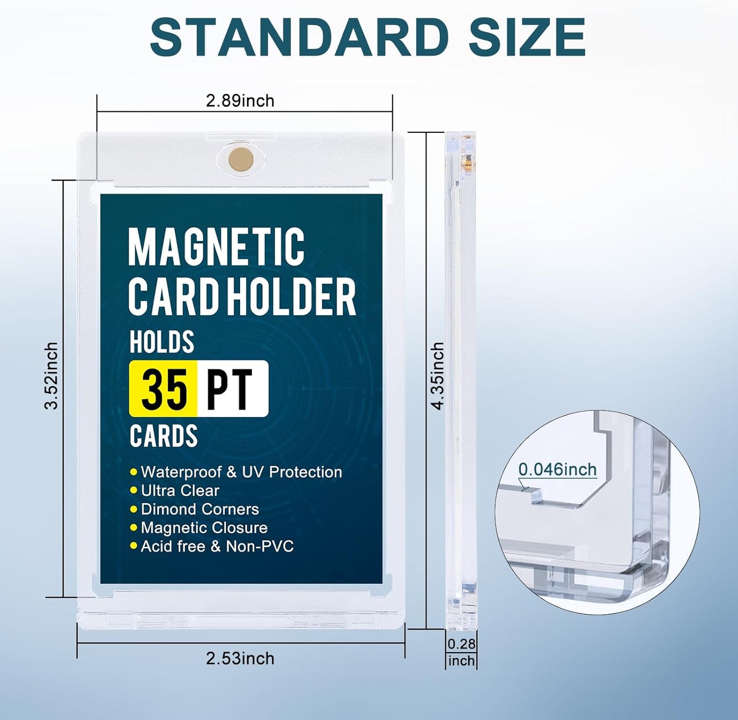 GEAoffice 50pc 35pt Magnetic Card Holder with Display Stands, UV Protection Baseball Card Holder for Trading Cards, Hard Plastic Display Card Protectors for Baseball Cards, Sports Cards