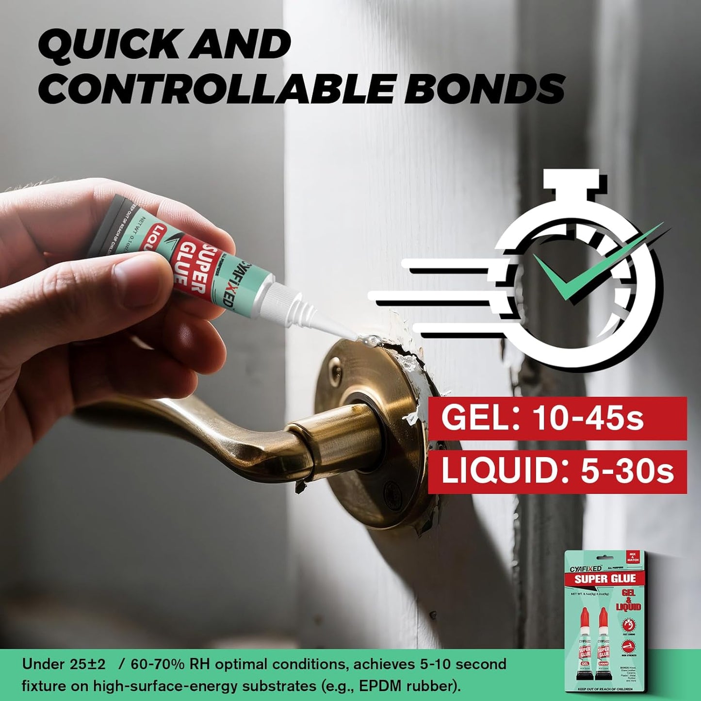 Super Glue Liquid&Gel, Instant Adhesive, Multipack Cyanoacrylate Strong Clear Glue for Shoe Sole Repair Ceramic Plastic Metal Wood Pottery Leather Aquarium Glass, Rubber, Strong Bonding