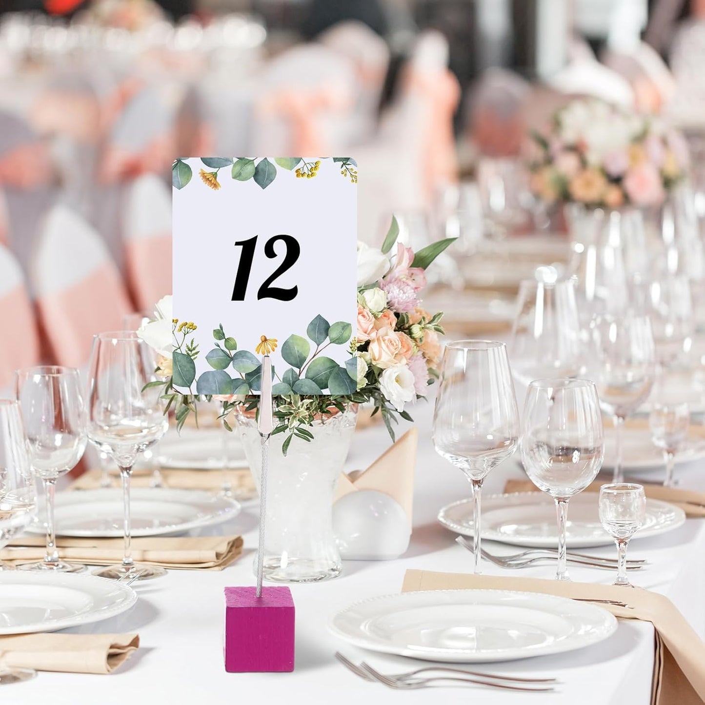 20 Pcs Cube Base Memo Clip Holder with Alligator Clip Wood Table Number Holder Cube Base Place Card Stand Mini Photo Menu Stand for Displaying Number Card(Multi Color)