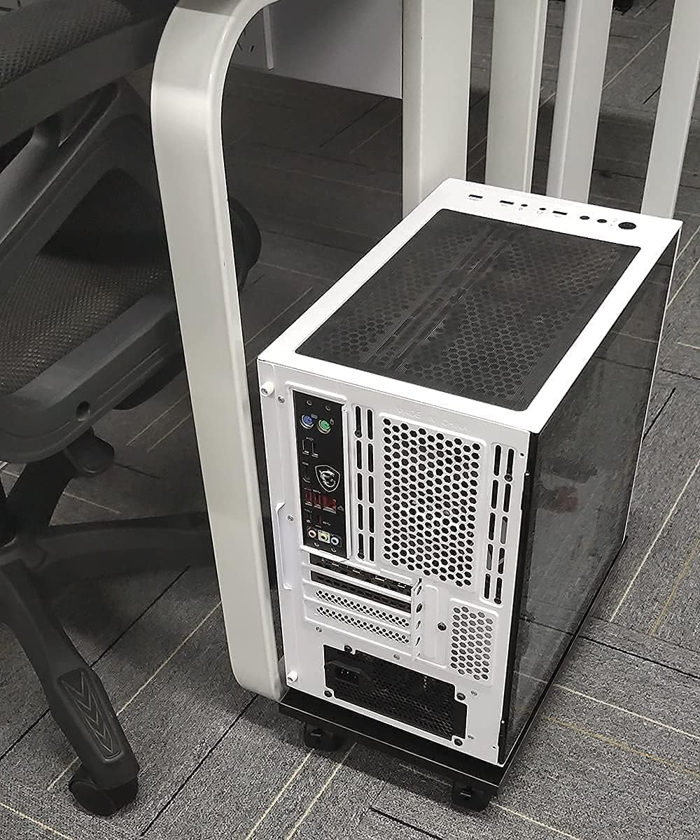 PC Stand for Floor Computer Tower Stand Cart Floor PC Stand CPU Holder with 4 Caster Wheels Under Desk,NO Assemble (Black)