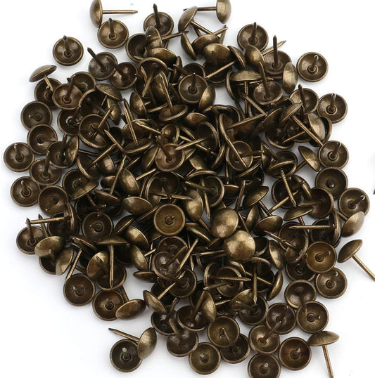 Kingrol 500 Count Upholstery Nails Pins, 7/16"/11mm Antique Brass Finish Furniture Tacks Upholstery Tacks