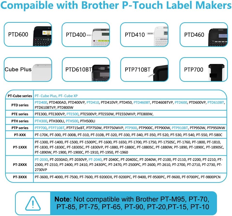 Hehua Compatible 8PK TZe TZ Tape 18mm 0.7 Laminated White Label Replacement for Brother Label Maker Tape TZe-241 TZe241 TZ-241 for P Touch PTD400 PTD600 PTP750W PT1880, 3/4 X 26.2ft, Black on White