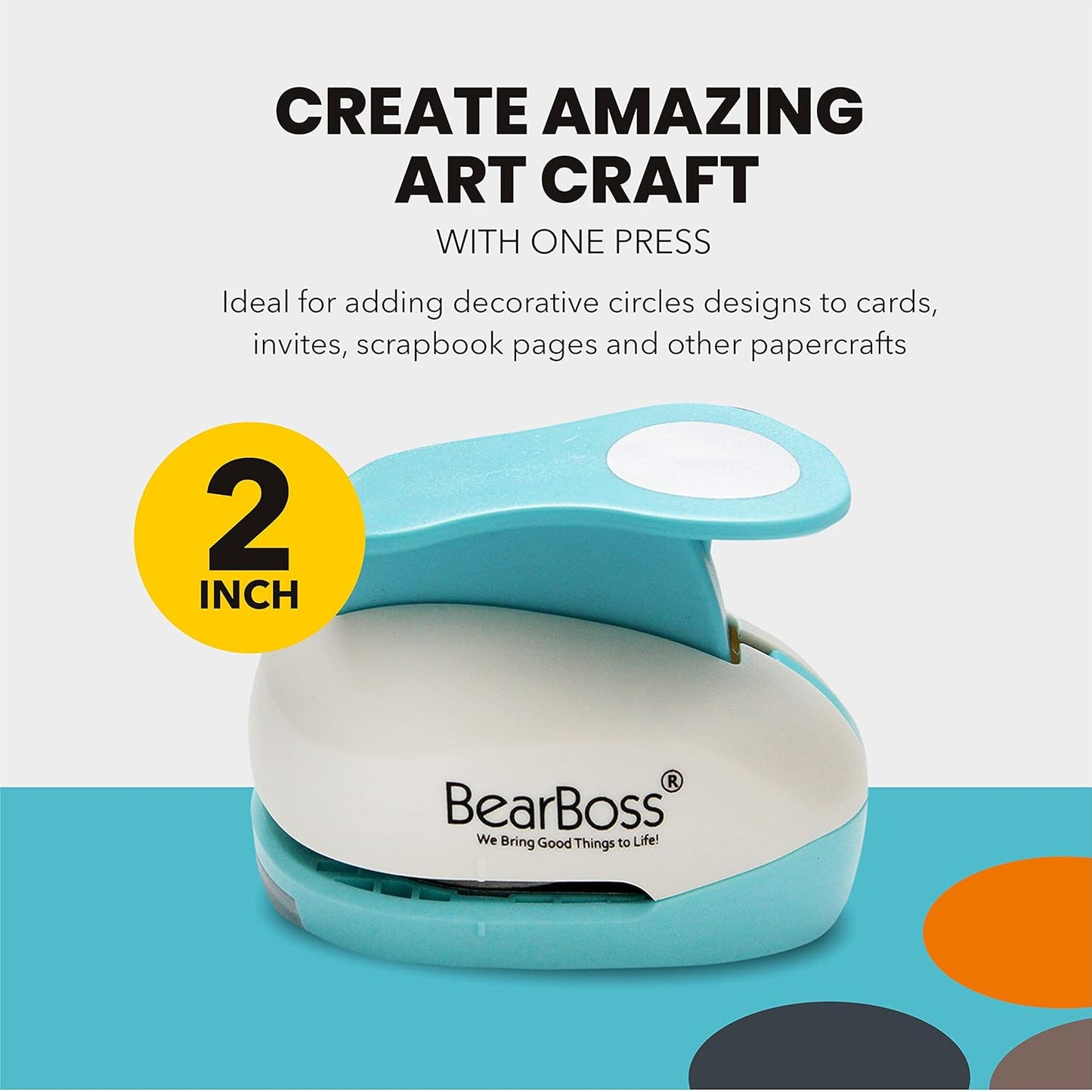 BearBoss 2 Inch Circle Punch, Hole Punch Shapes, Paper Punch Set for Scrapbooking Festival Paper Greeting Card DIY Albums Photos (Classic White)