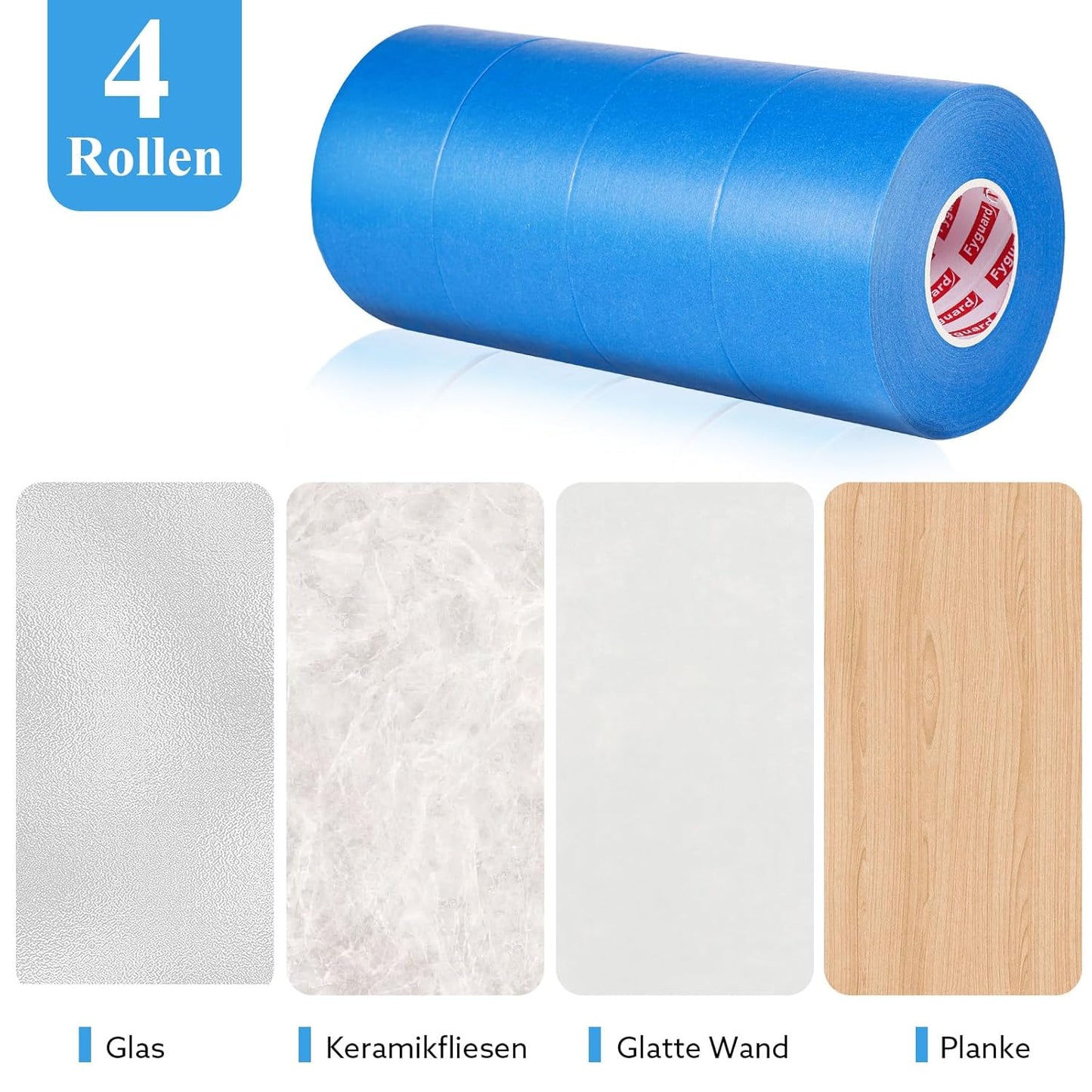 4 Rolls Painters Tape Blue Painters Tape 2 Inch Wide, Multi-Surface Masking Tape Bulk, 1.89 in x 220 Yd Total Blue Tape for Wall Painting Home Improvement DIY Crafts