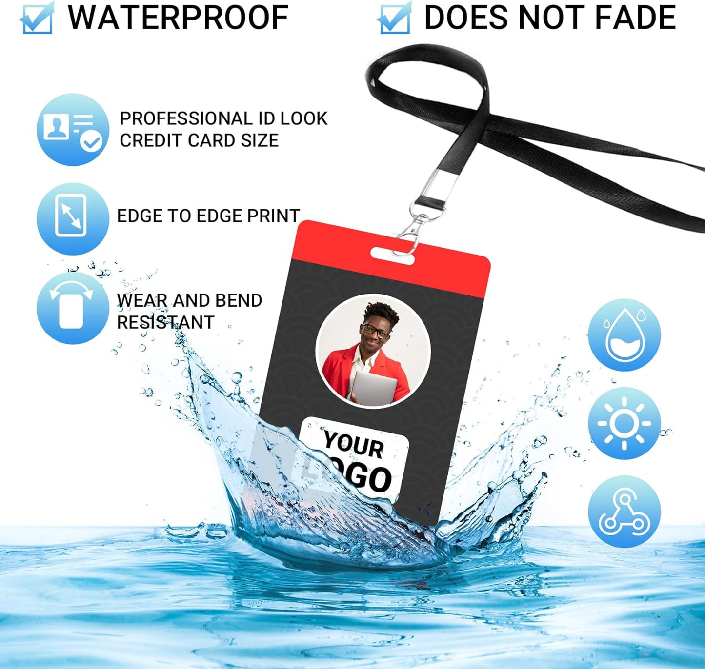 Custom Id Badge Custom Id Card Identification Badges Customizable Personalized Name Badge Customize Name Tag Photo Logo Employee Work Office Volunteer Customized Personal (Vertical-4)