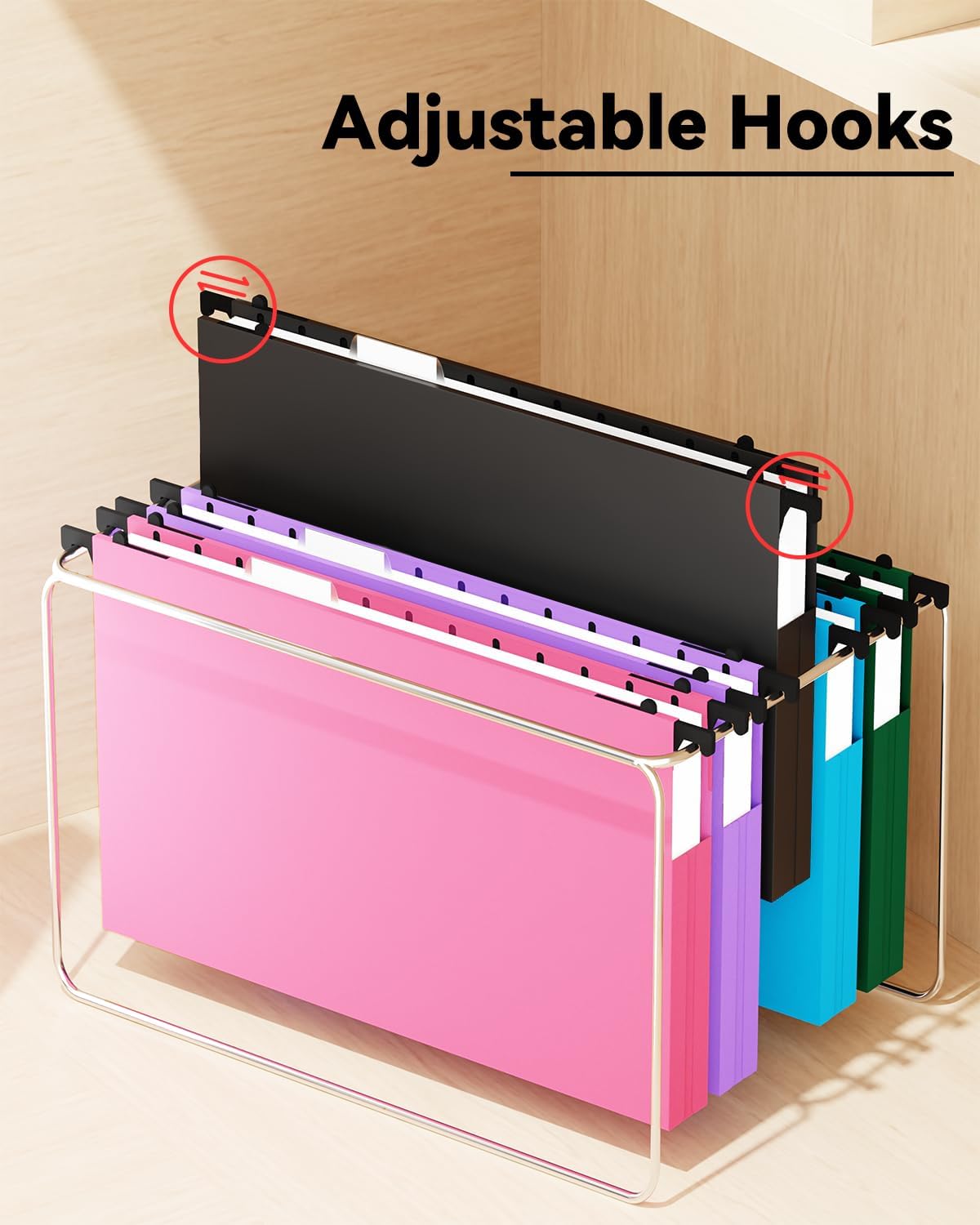 Ansook Plastic Legal Size Hanging File Folders,12 Pack Reinforced Expanding Hanging Folders,Heavy Duty 1” Expansion,Filing Cabinet Folders,Insertable Tabs,Color Coded File Organization,Assorted Color